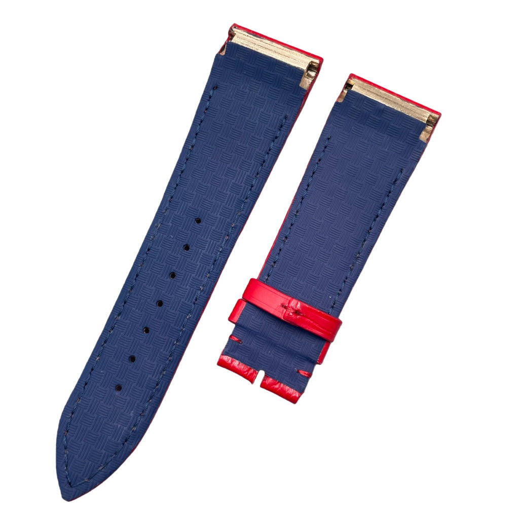 Alligator Leather Watch Strap for Franck Muller 8800/9900 Series - Custom Handmade Genuine Alligator Leather Strap with Red Gator Grain