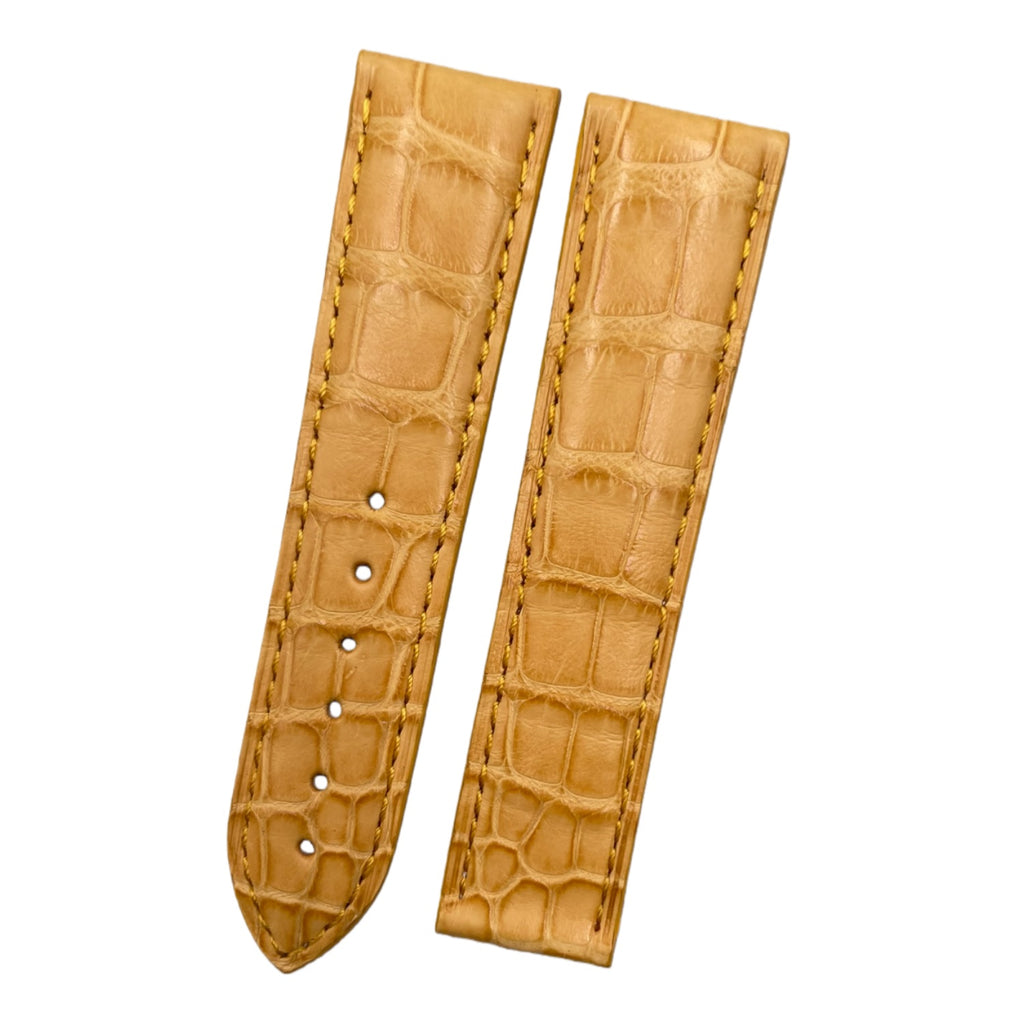 Compatible with Omega Seamaster and Speedmaster Series Ivory Yellow ALLIGATOR Strap Folding Custom Strap