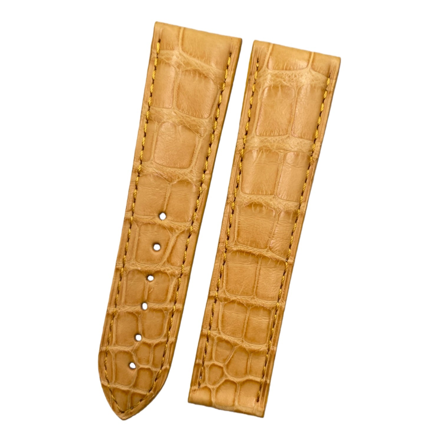 Compatible with Omega Seamaster and Speedmaster Series Ivory Yellow ALLIGATOR Strap Folding Custom Strap
