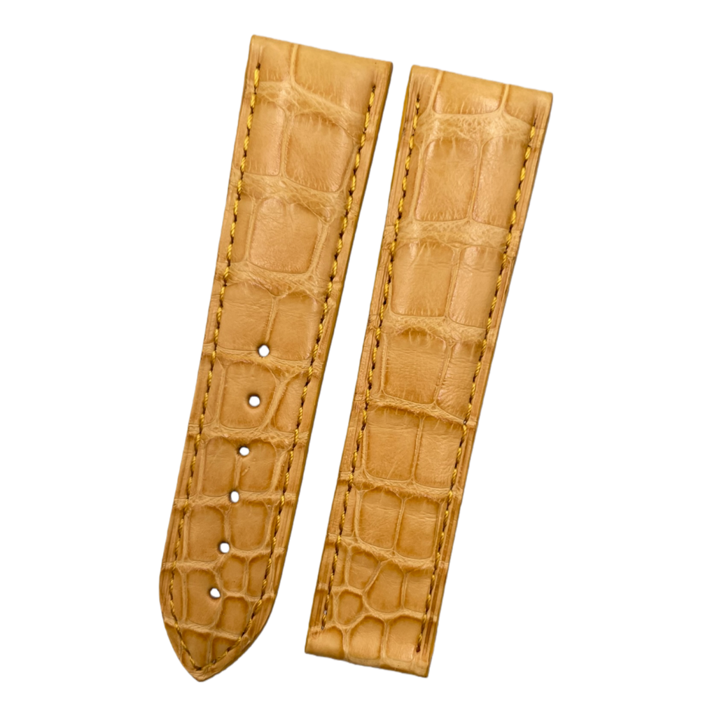 Compatible with Omega Seamaster and Speedmaster Series Ivory Yellow ALLIGATOR Strap Folding Custom Strap