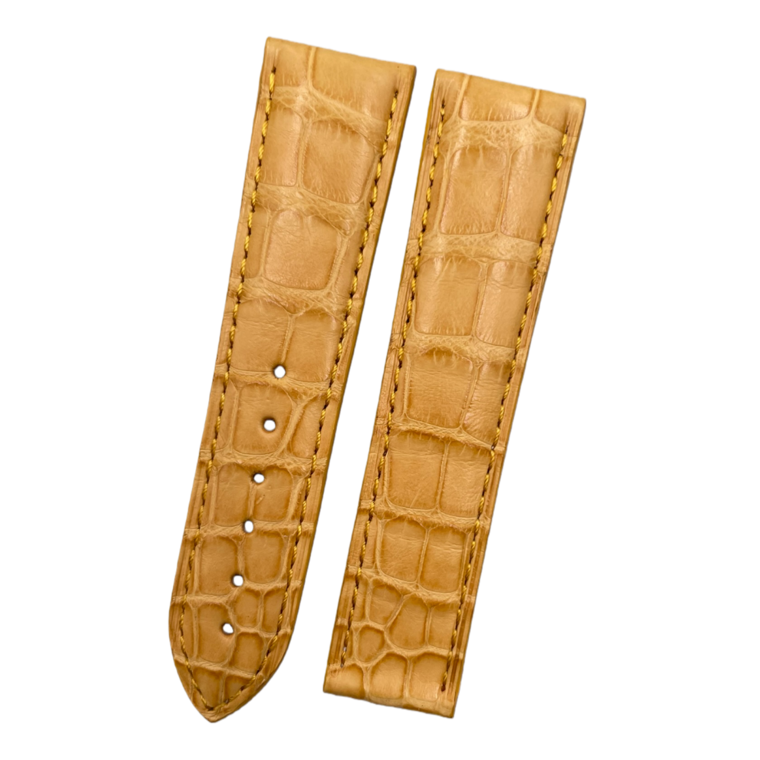 Compatible with Omega Seamaster and Speedmaster Series Ivory Yellow ALLIGATOR Strap Folding Custom Strap