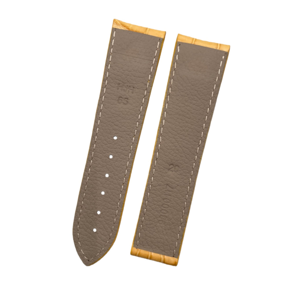Compatible with Omega Seamaster and Speedmaster Series Ivory Yellow ALLIGATOR Strap Folding Custom Strap