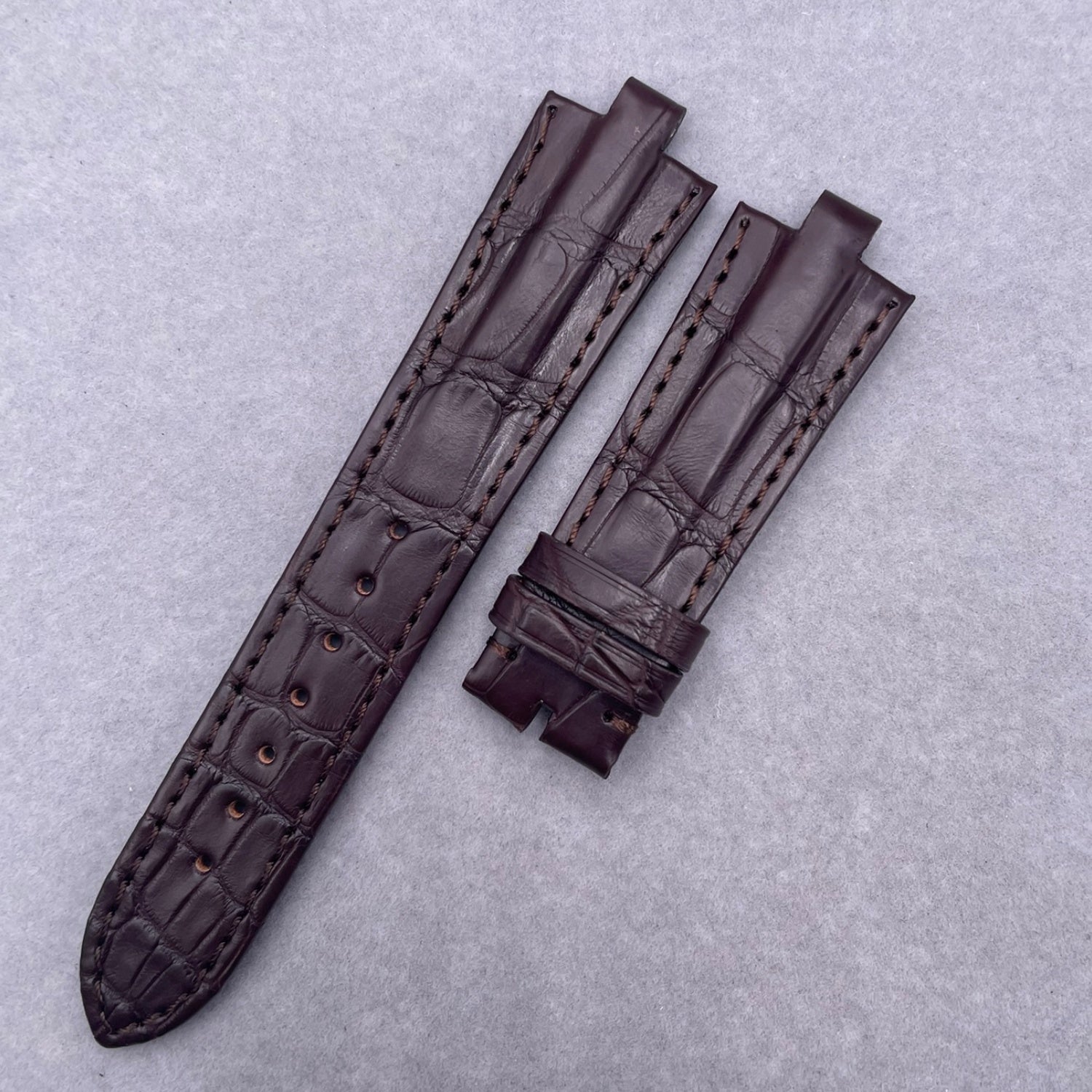 Convex-Pin Crocodile Leather Watch Strap Compatible with Bvlgari