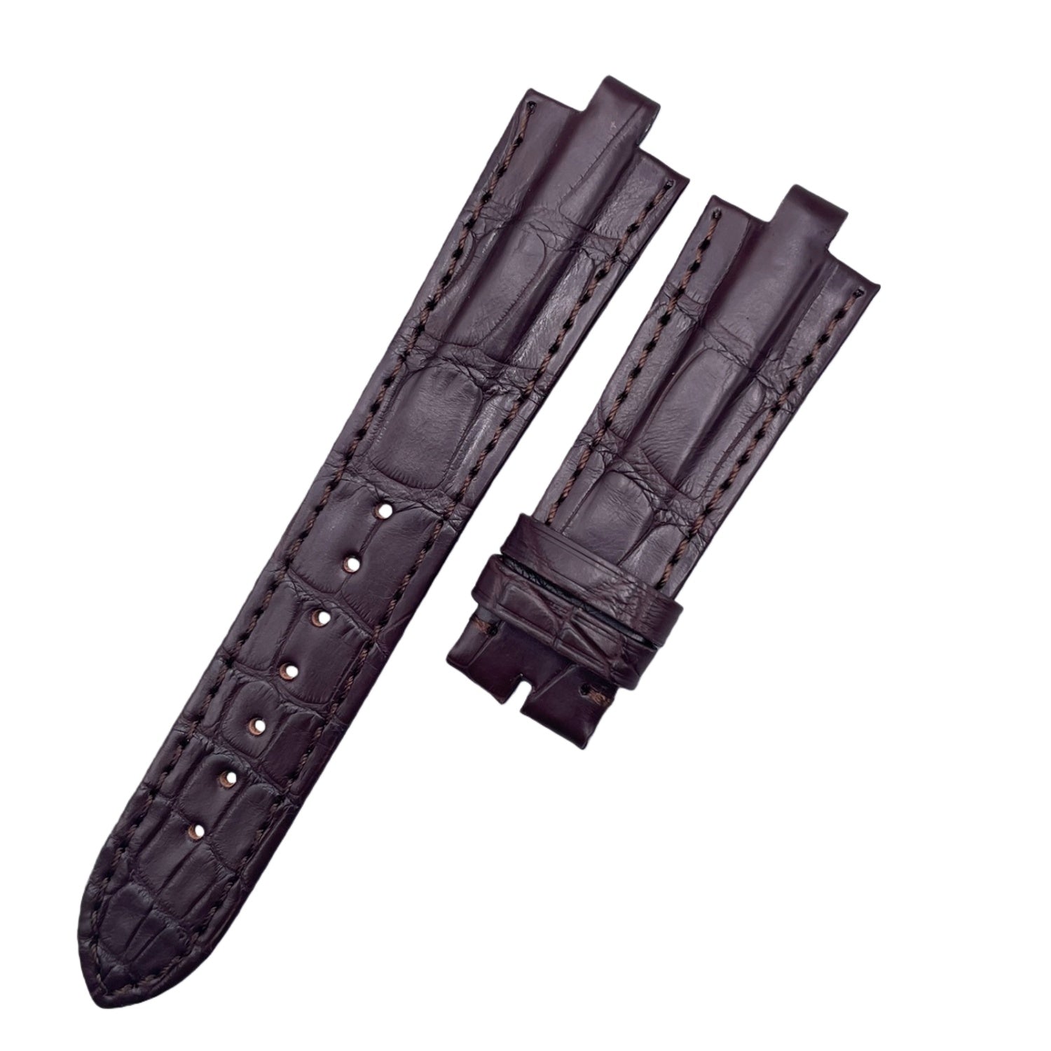 Convex-Pin Crocodile Leather Watch Strap Compatible with Bvlgari