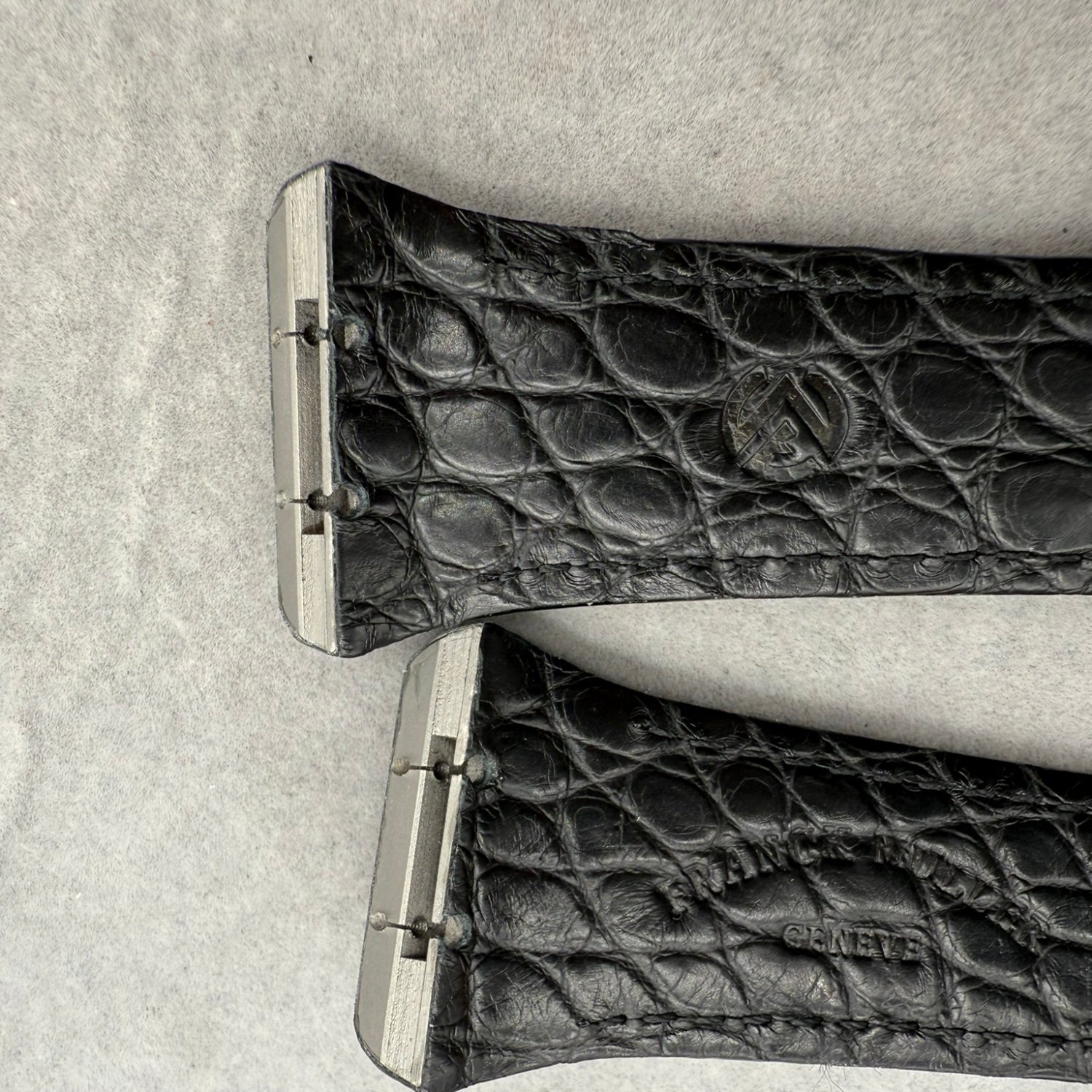 Pure Crocodile Leather Watch Strap Compatible with Franck Muller V45