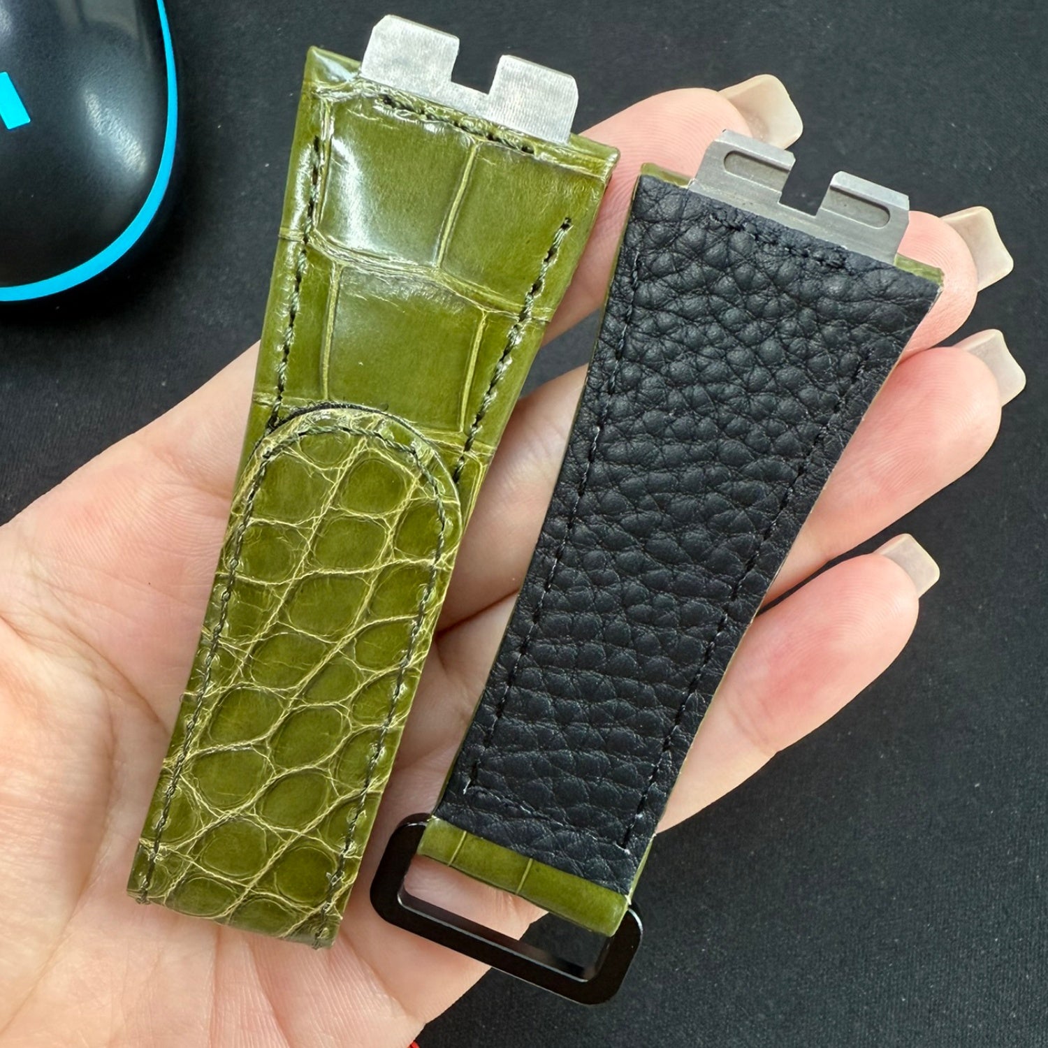 Compatible with Hublot 411 Series Crocodile Leather Velcro Watch Strap