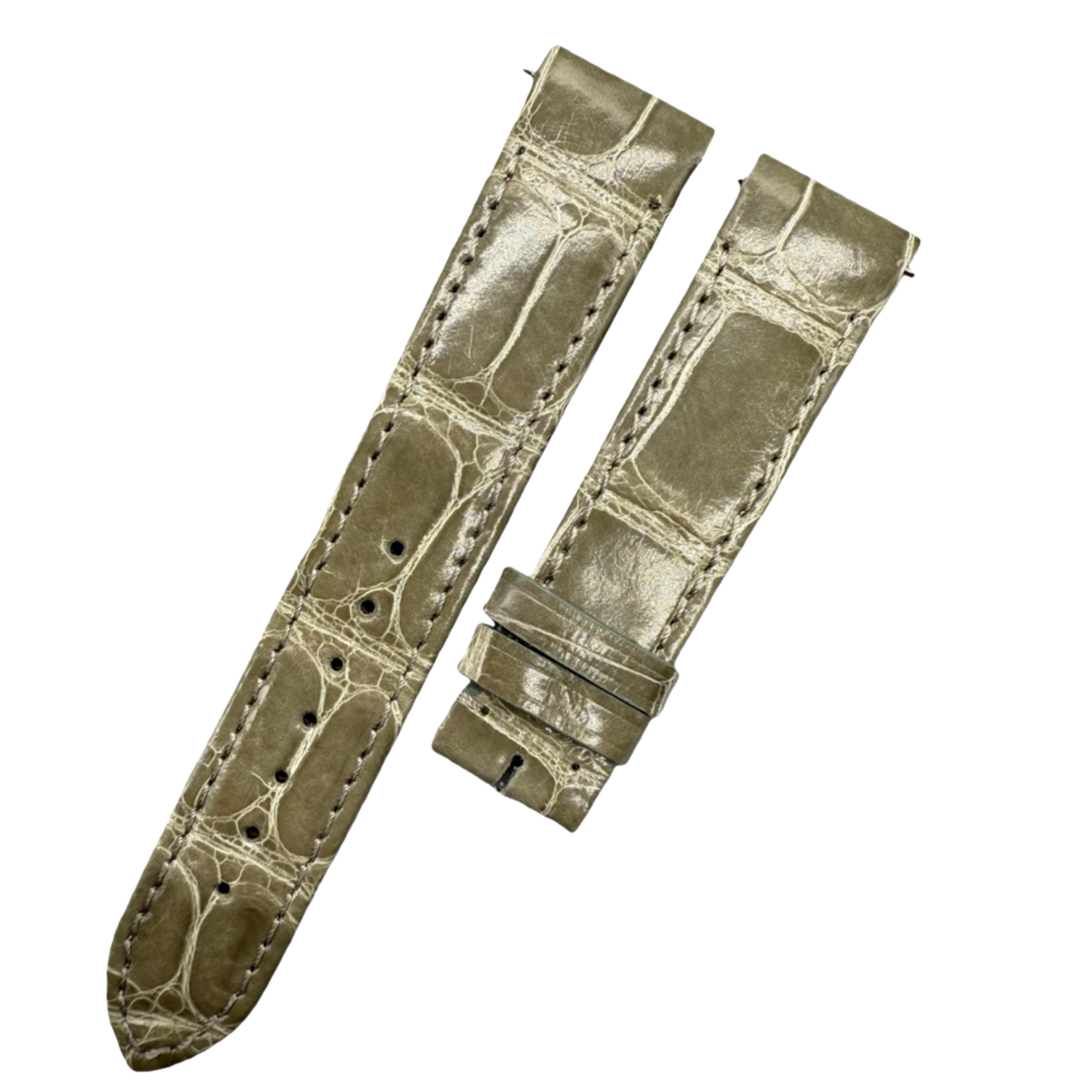Compatible with Cartier Dumont Grey High-Gloss Crocodile Leather Watch Strap