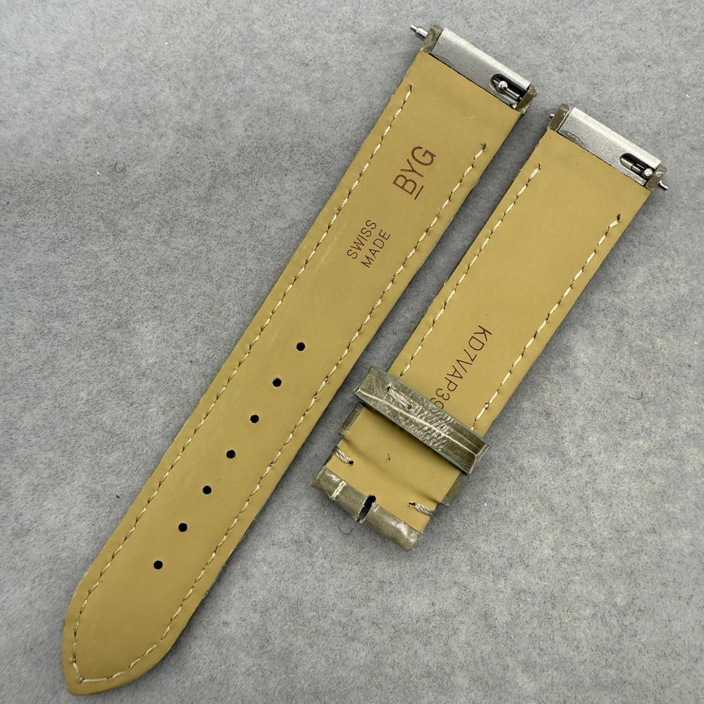 Compatible with Cartier Dumont Grey High-Gloss Crocodile Leather Watch Strap