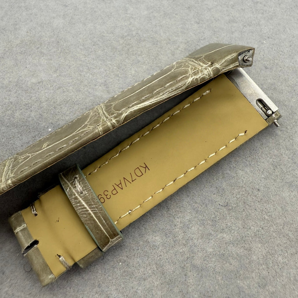 Compatible with Cartier Dumont Grey High-Gloss Crocodile Leather Watch Strap