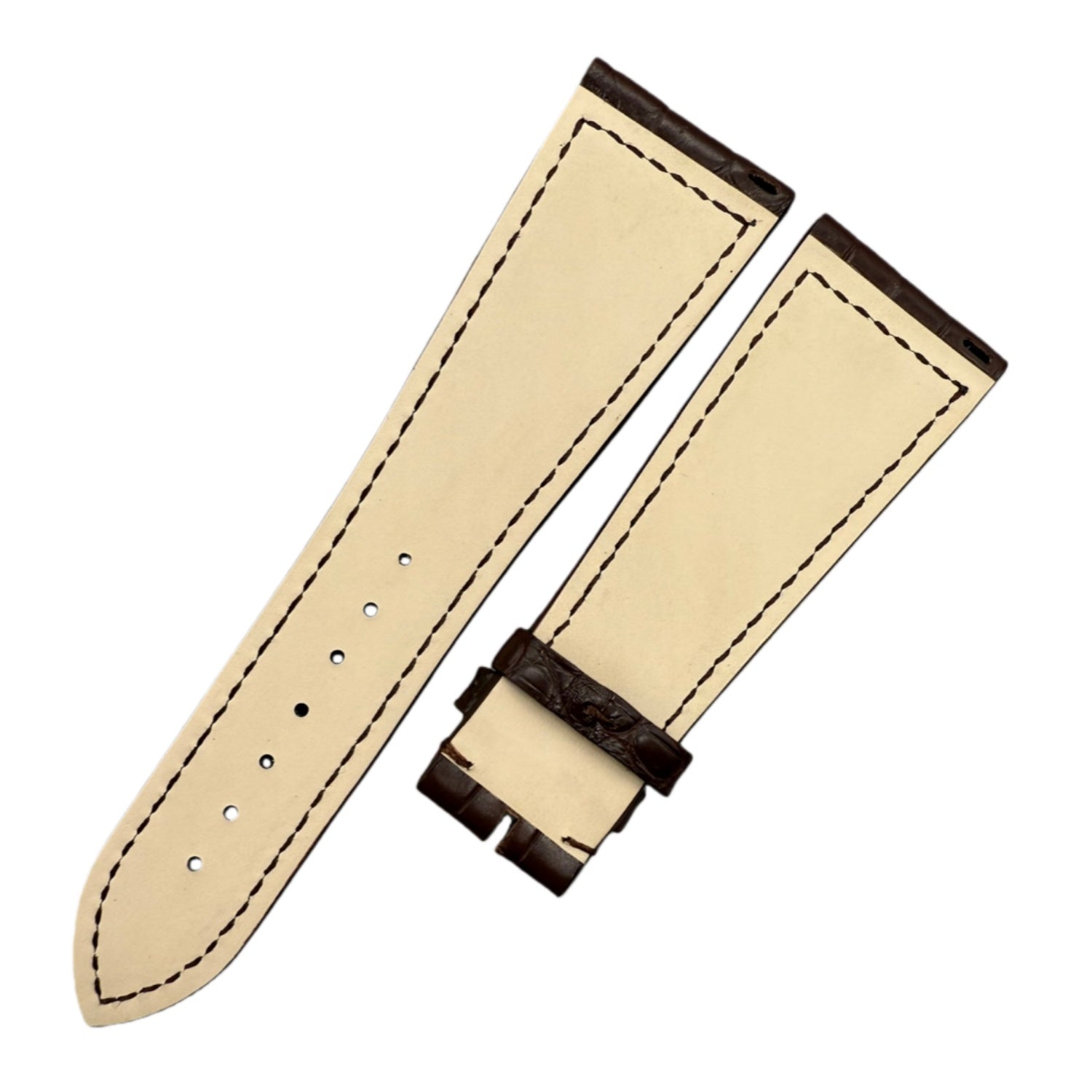 Alligator Leather Watch Strap for Franck Muller Long Island 6000 Series - 23mm Custom Black & Brown Alligator Leather Strap for Men