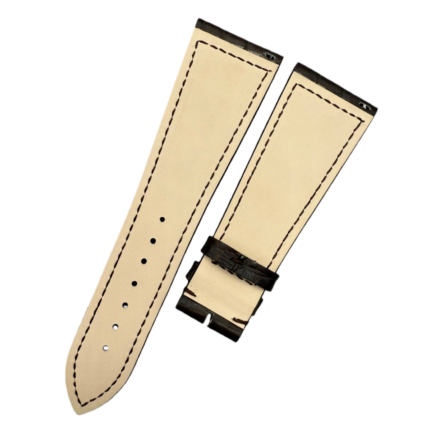 Alligator Leather Watch Strap for Franck Muller Long Island 6000 Series - 23mm Custom Black & Brown Alligator Leather Strap for Men