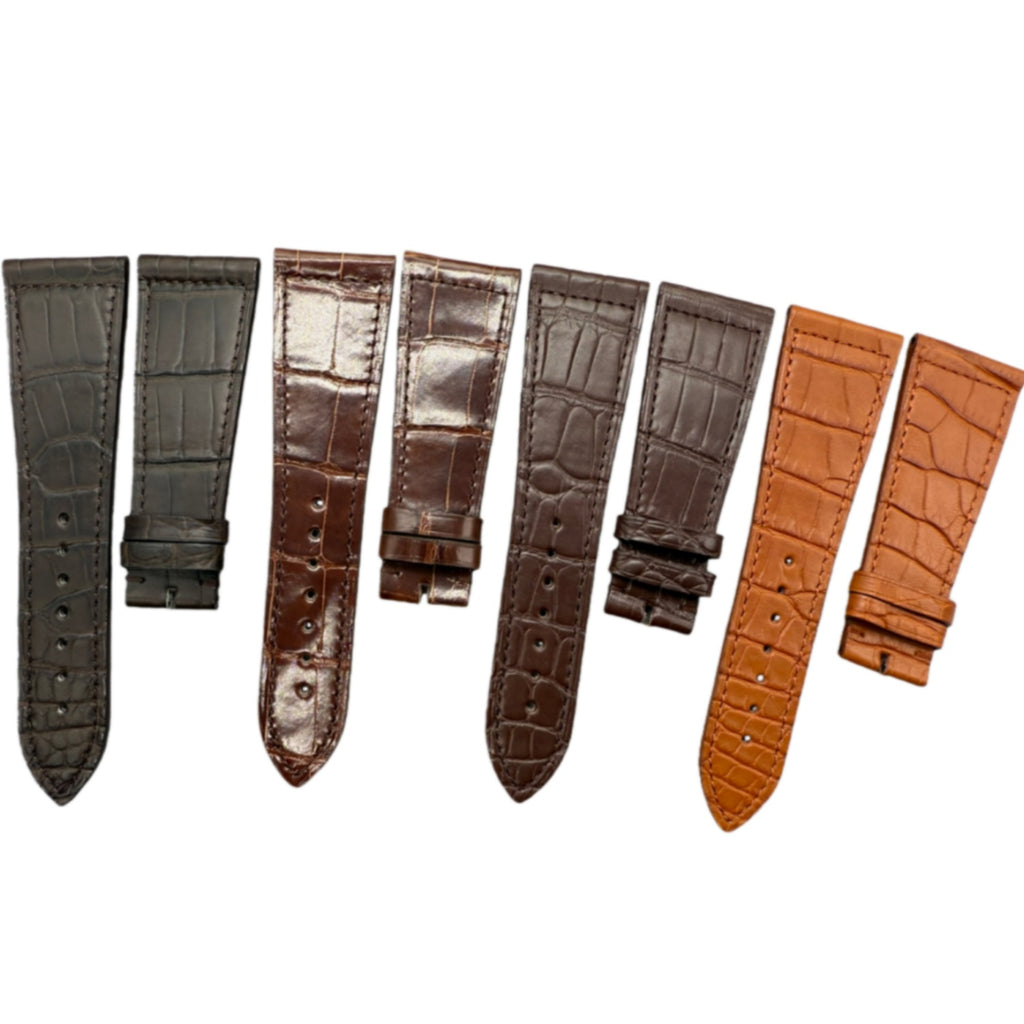 Alligator Leather Watch Strap for Franck Muller Long Island 6000 Series - 23mm Custom Black & Brown Alligator Leather Strap for Men