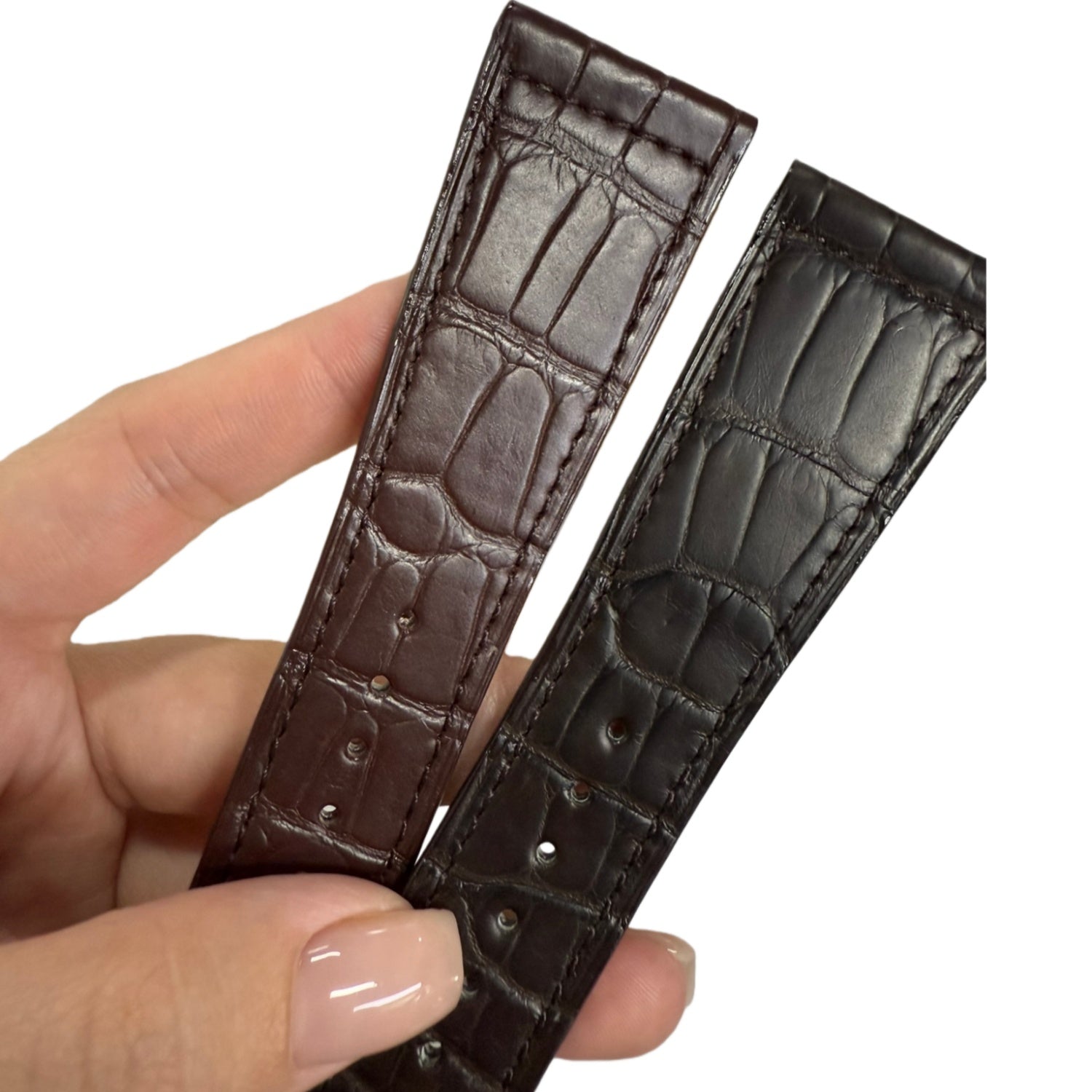 Alligator Leather Watch Strap for Franck Muller Long Island 6000 Series - 23mm Custom Black & Brown Alligator Leather Strap for Men