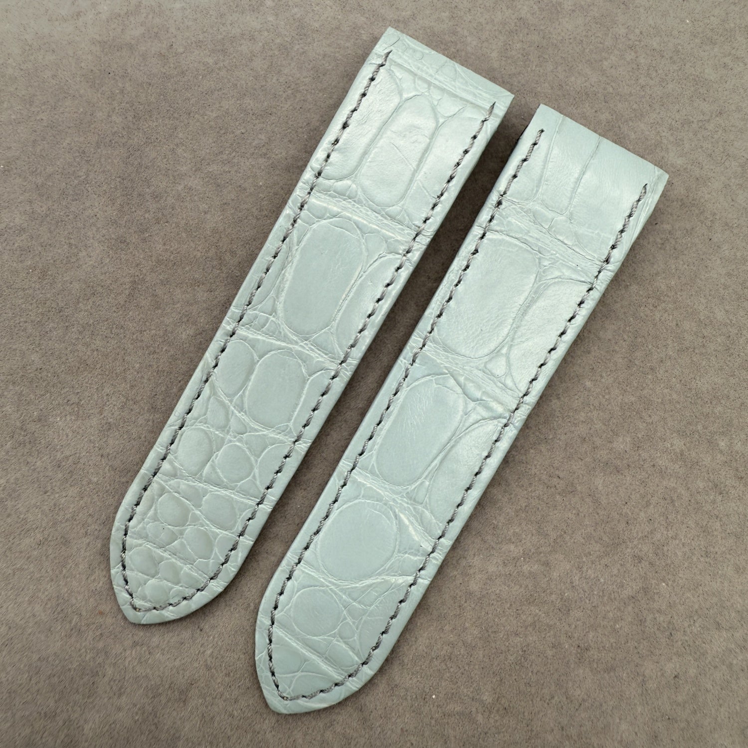 Custom Handmade Pink & Blue Alligator Leather Watch Strap with Deployant Buckle for Cartier Santos 100
