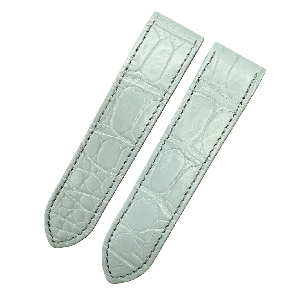 Custom Handmade Pink & Blue Alligator Leather Watch Strap with Deployant Buckle for Cartier Santos 100