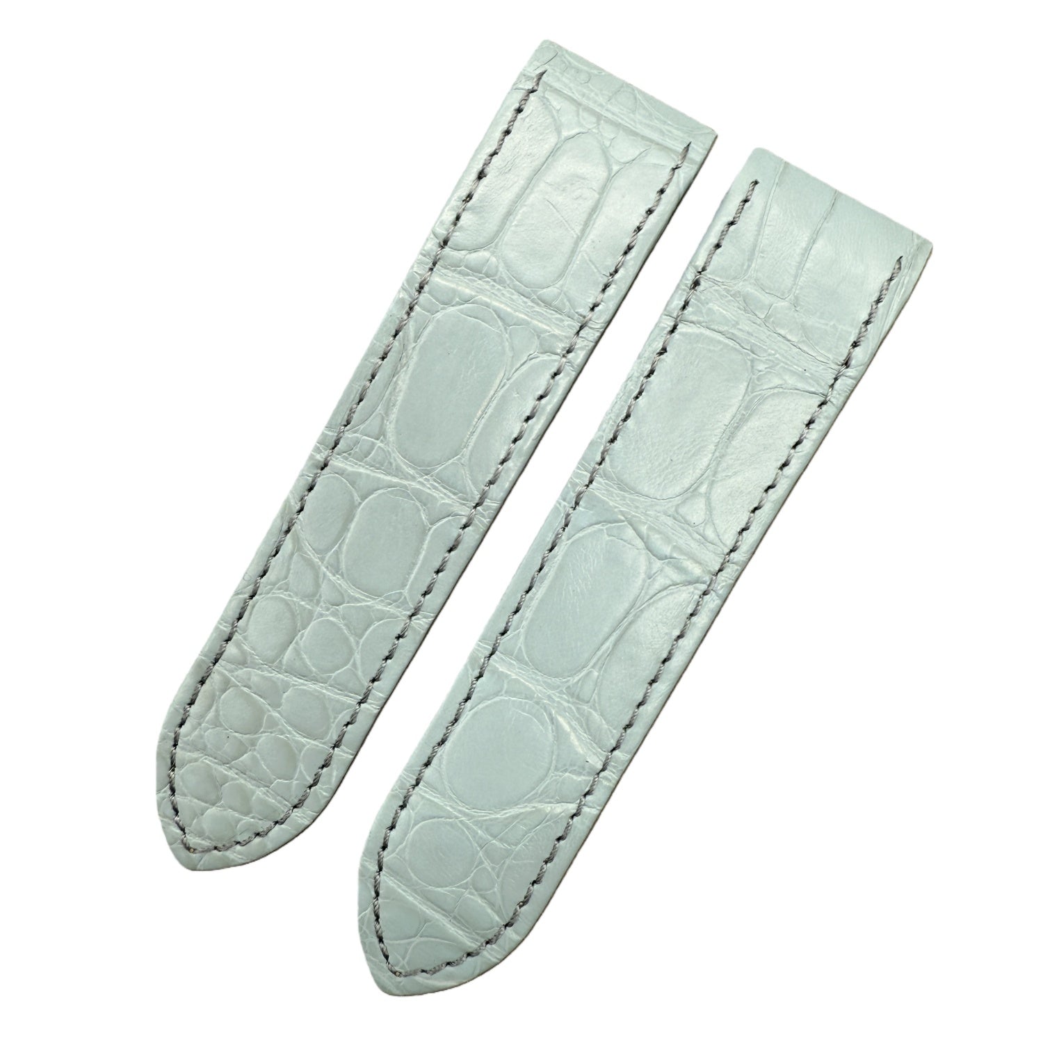 Custom Handmade Pink & Blue Alligator Leather Watch Strap with Deployant Buckle for Cartier Santos 100