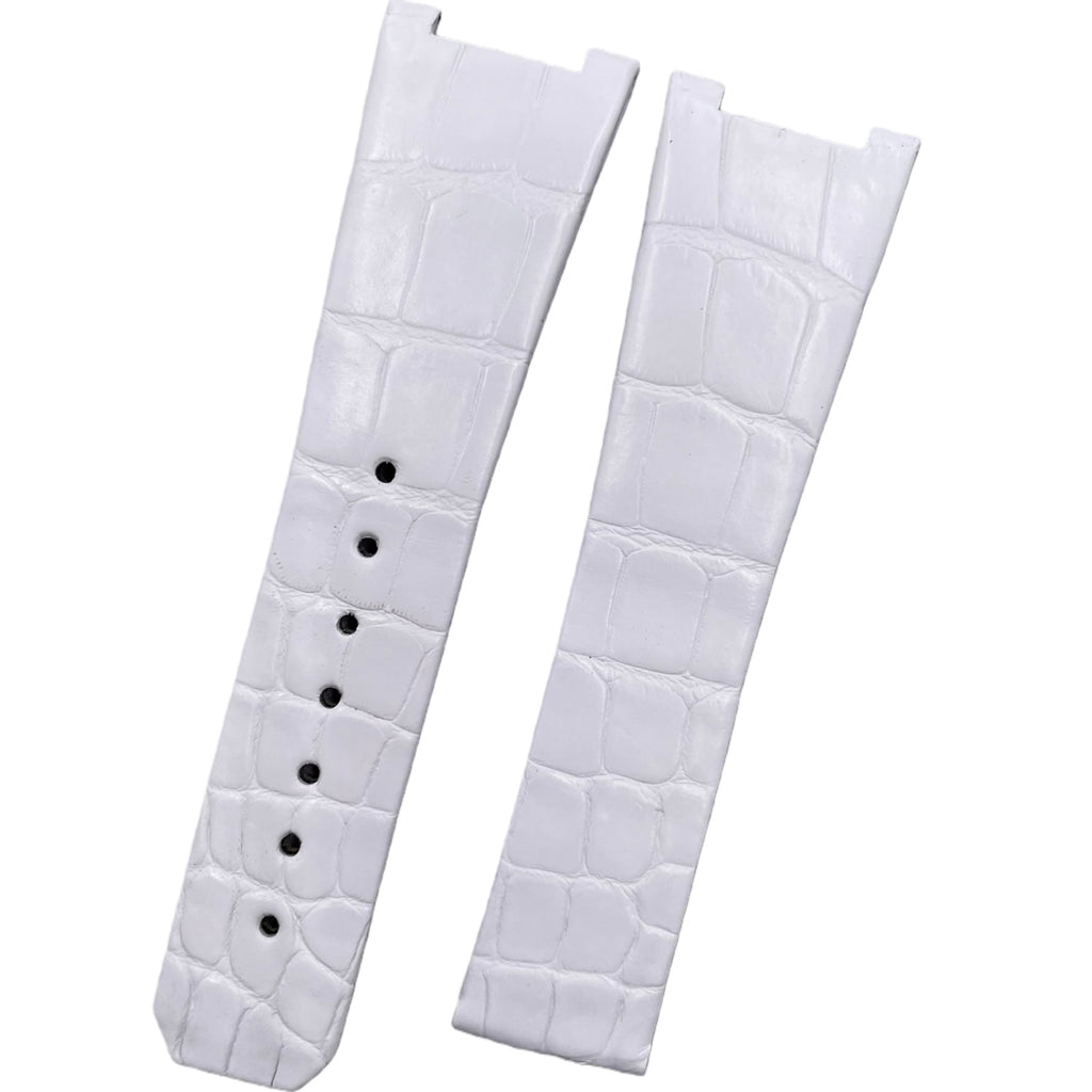 Compatible with Omega Constellation Double Eagle Manhattan White ALLIGATOR Folding Strap