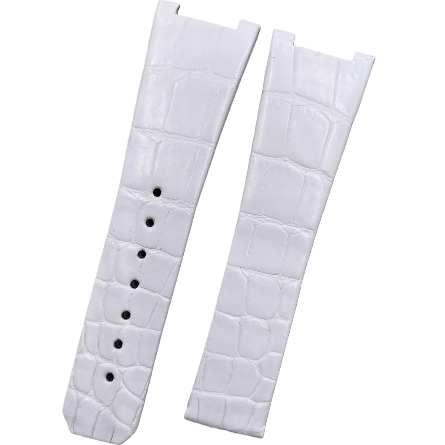 Compatible with Omega Constellation Double Eagle Manhattan White ALLIGATOR Folding Strap