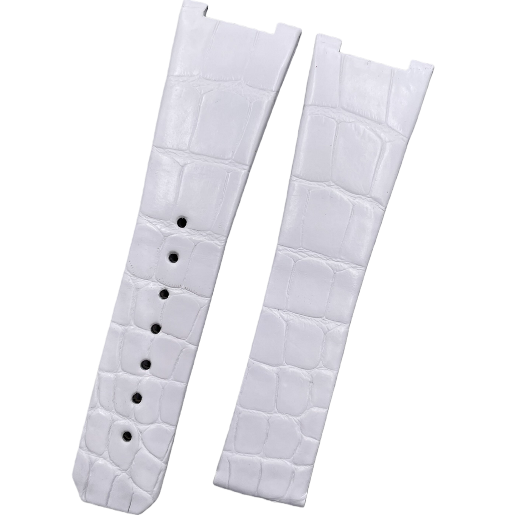 Compatible with Omega Constellation Double Eagle Manhattan White ALLIGATOR Folding Strap