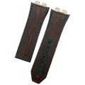 Handcrafted Custom Strap for Hublot 411 - Black Plain Cowhide with Red Hand-Sewn Rubber Inlay