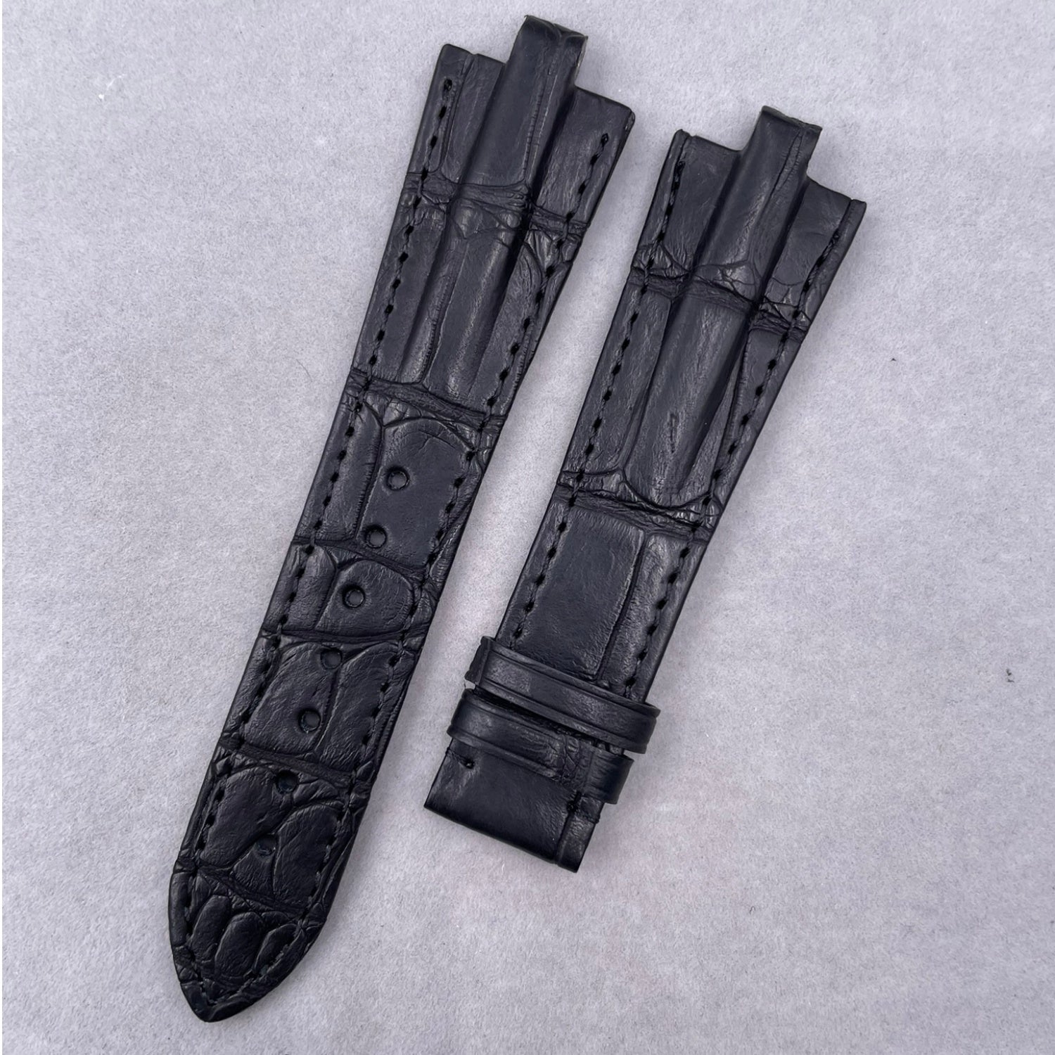 Convex-Pin Crocodile Leather Watch Strap Compatible with Bvlgari