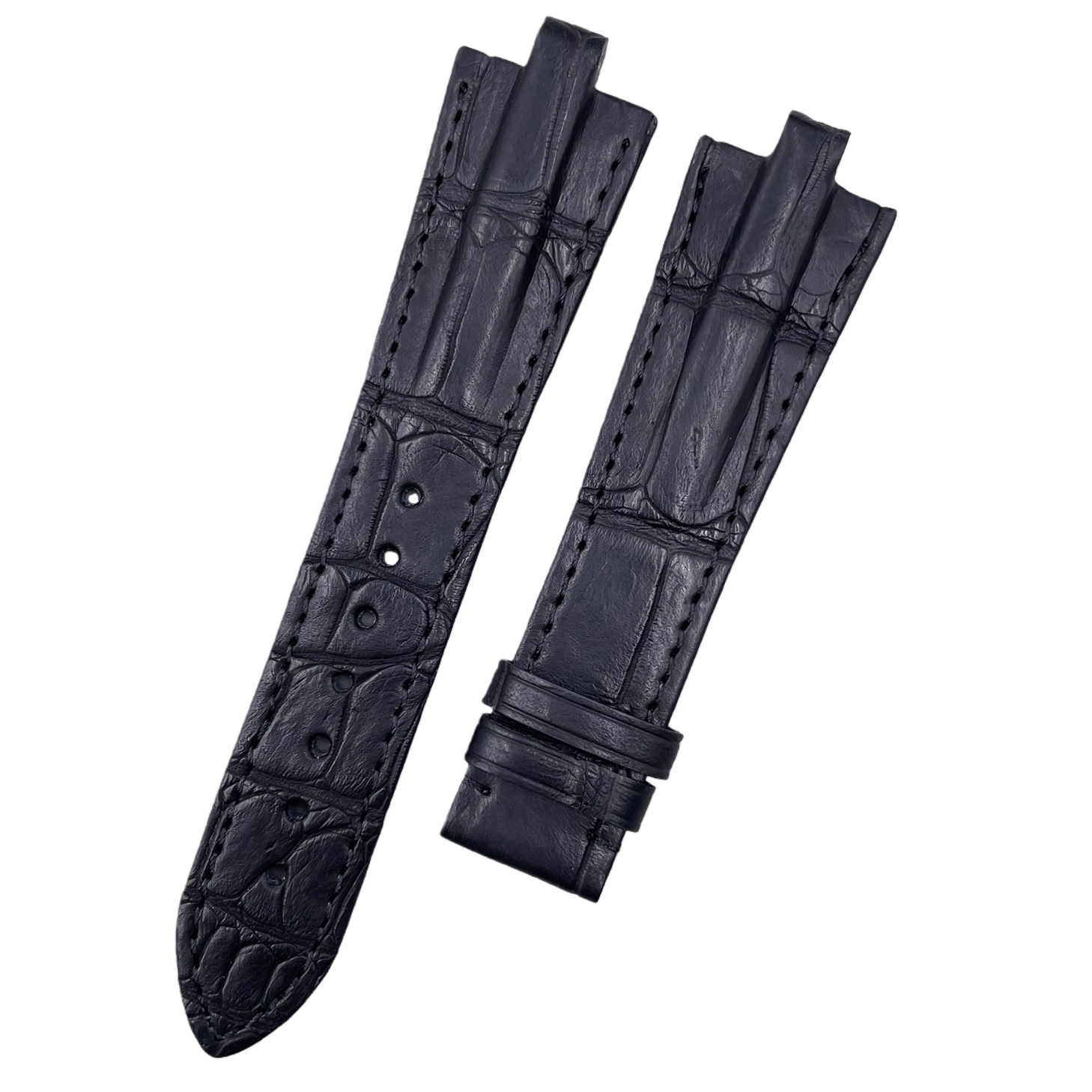 Convex-Pin Crocodile Leather Watch Strap Compatible with Bvlgari