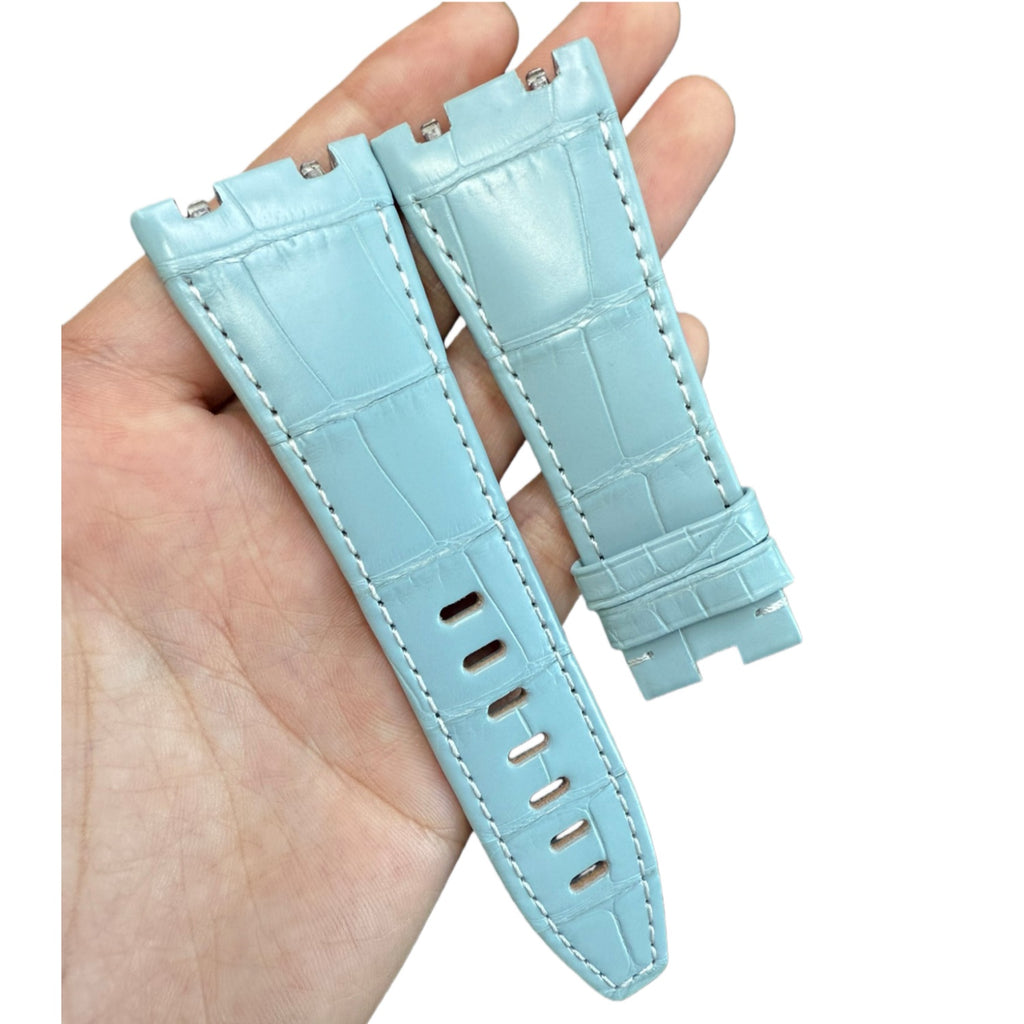 Compatible with Audemars Piguet 26420, Dark Grey Crocodile Leather Watch Strap