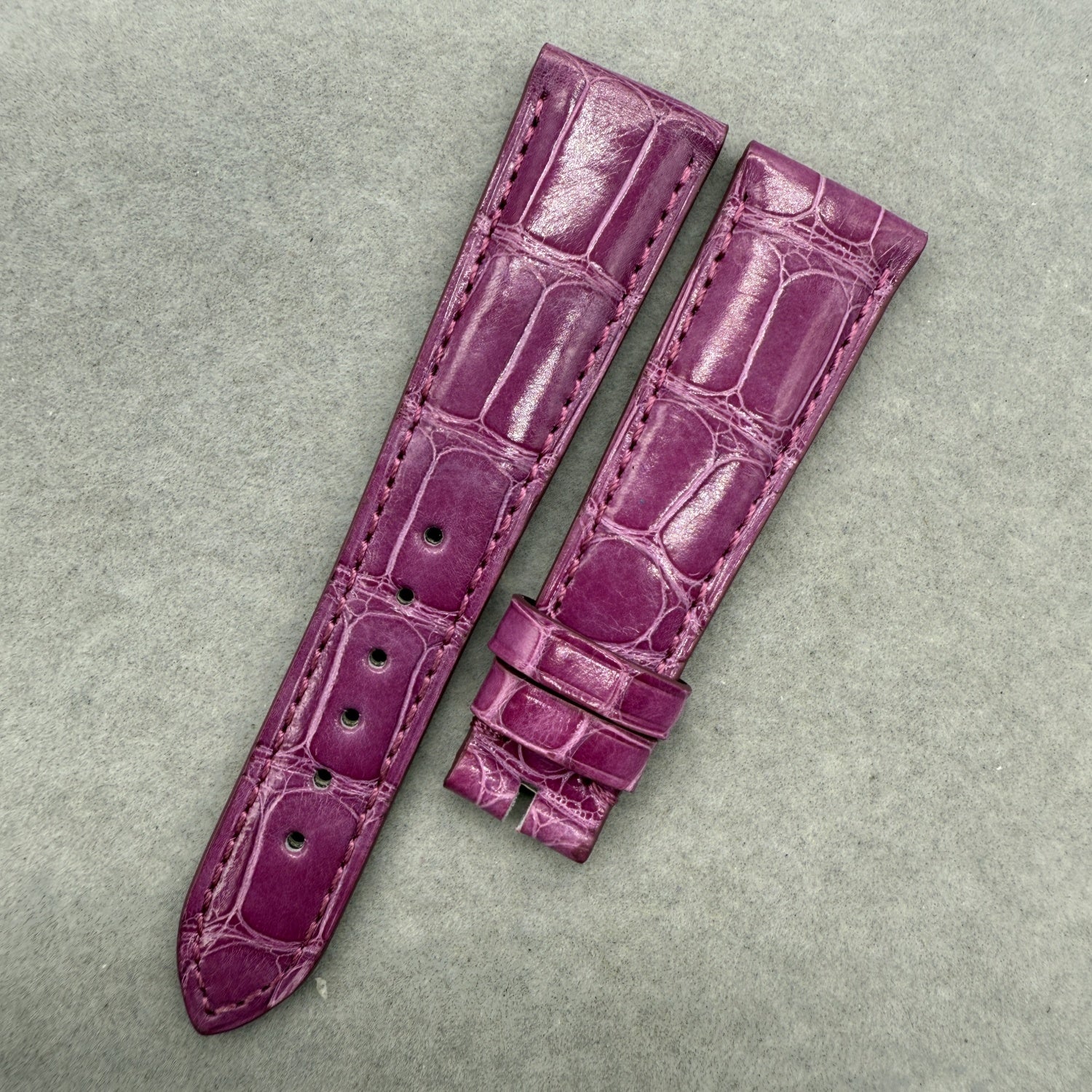 Alligator Leather Watch Strap for BVLGARI Women's BB33C2SL/D Series - Purple Strap