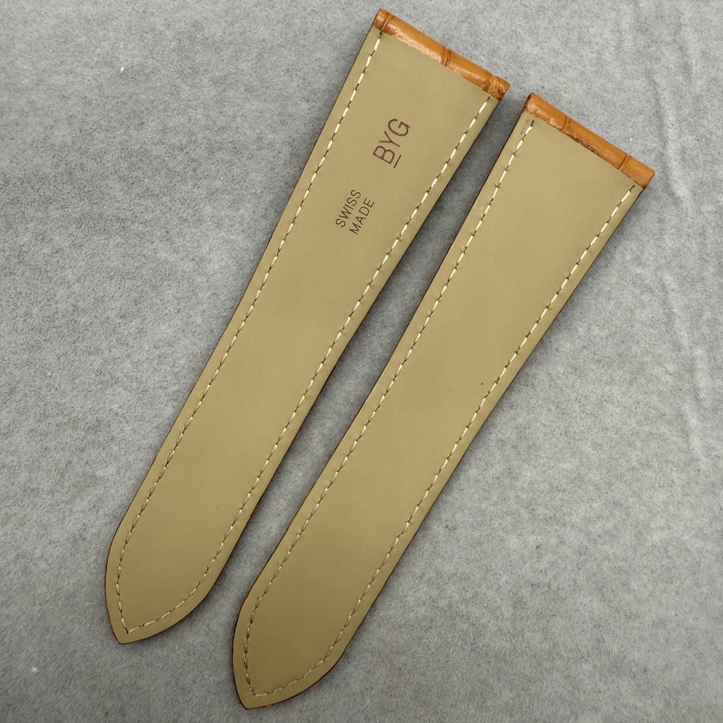 Custom Handmade Gold-Brown Alligator Leather Watch Strap for Cartier Tank London W6900651