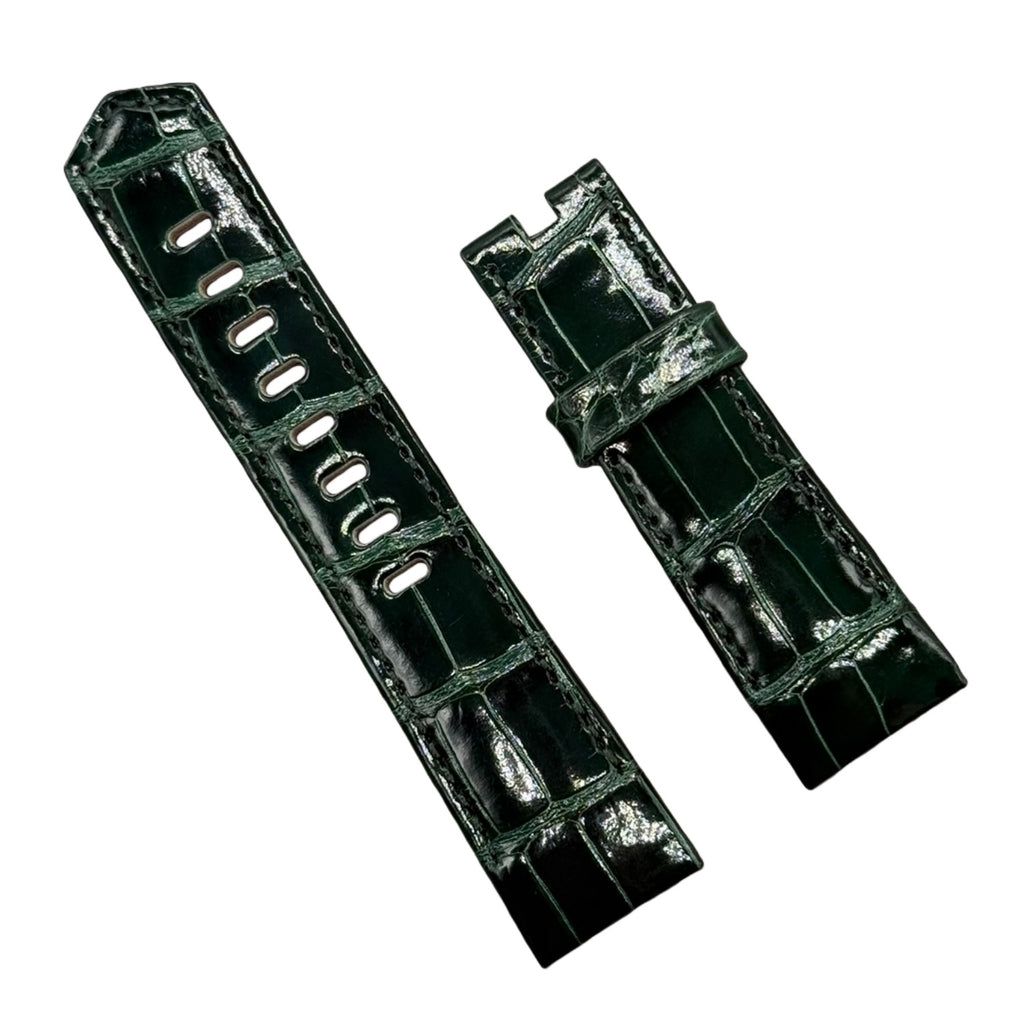 Custom Handmade Deep Green Crocodile Leather Watch Strap for Ulysse Nardin Marine Chronograph