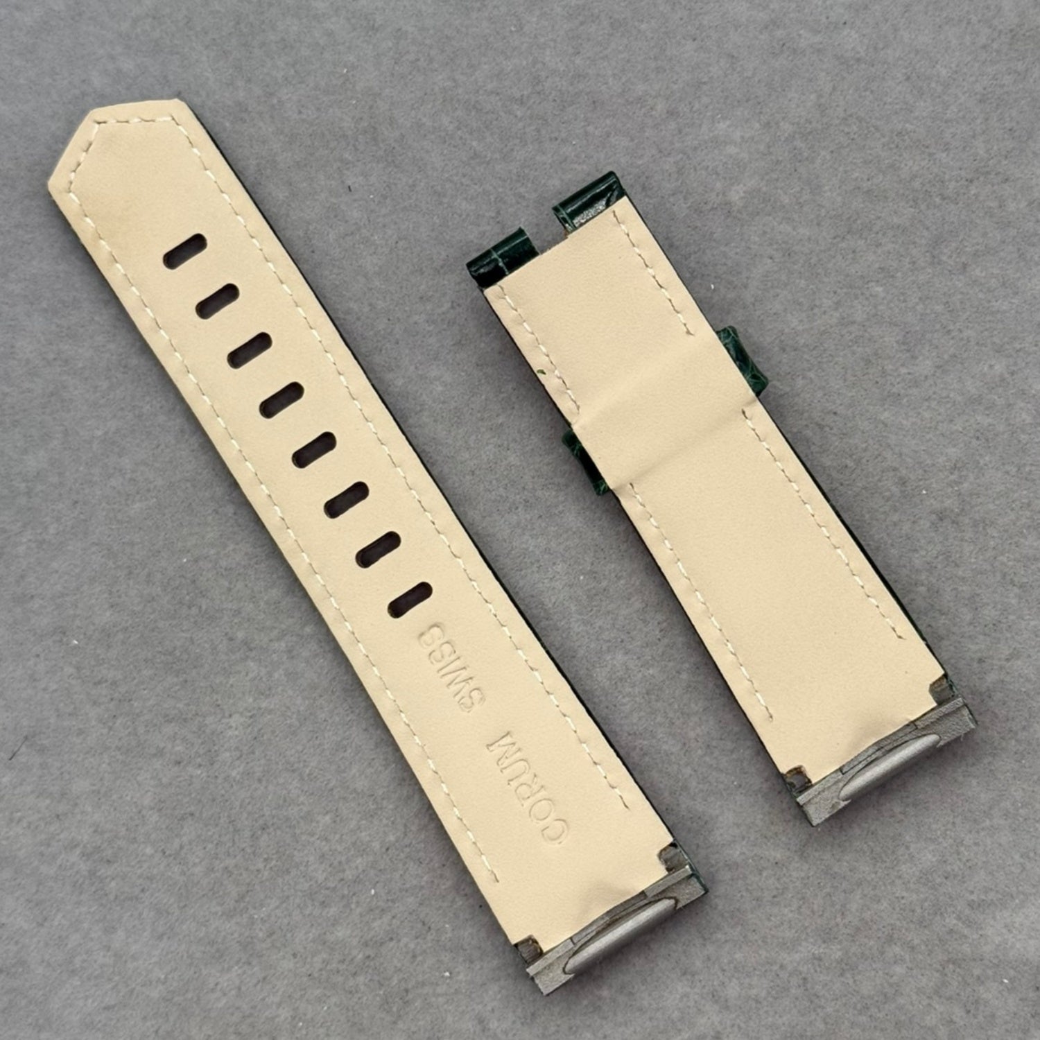 Custom Handmade Deep Green Crocodile Leather Watch Strap for Ulysse Nardin Marine Chronograph