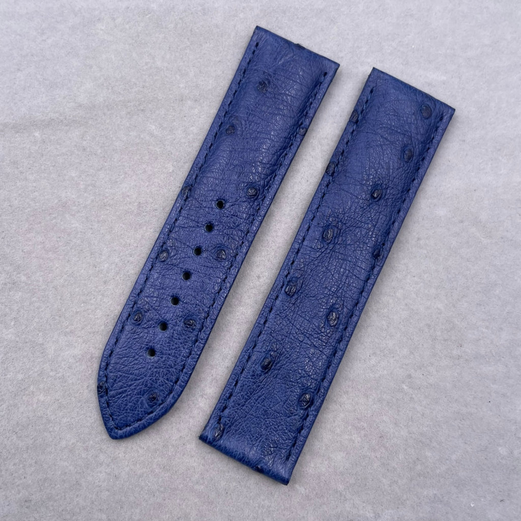Custom Handmade Dark Blue Ostrich Leather Watch Strap for Watch Bands Seamaster Speedmaster (Model: 231.13.42.21.03.001)