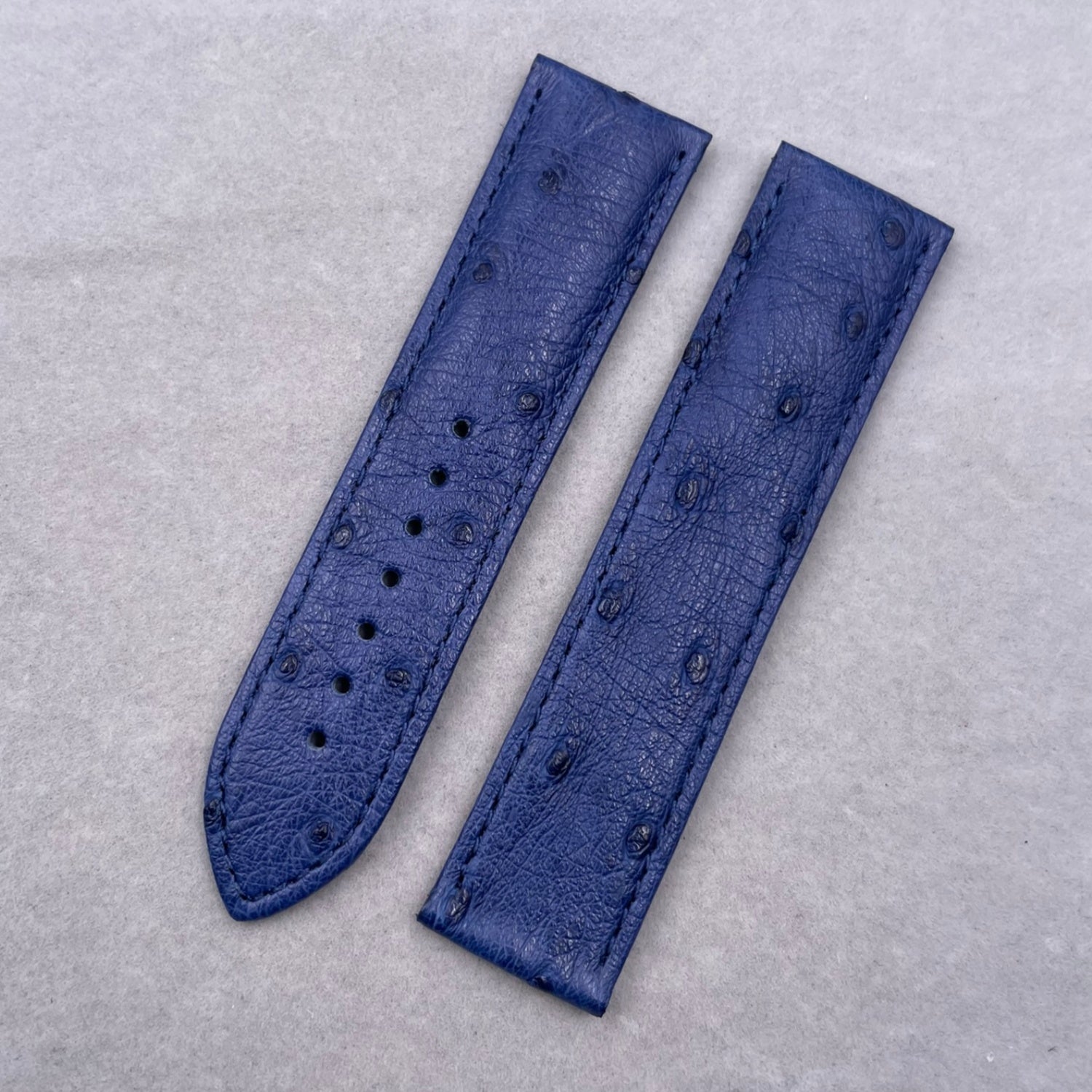Custom Handmade Dark Blue Ostrich Leather Watch Strap for Watch Bands Seamaster Speedmaster (Model: 231.13.42.21.03.001)
