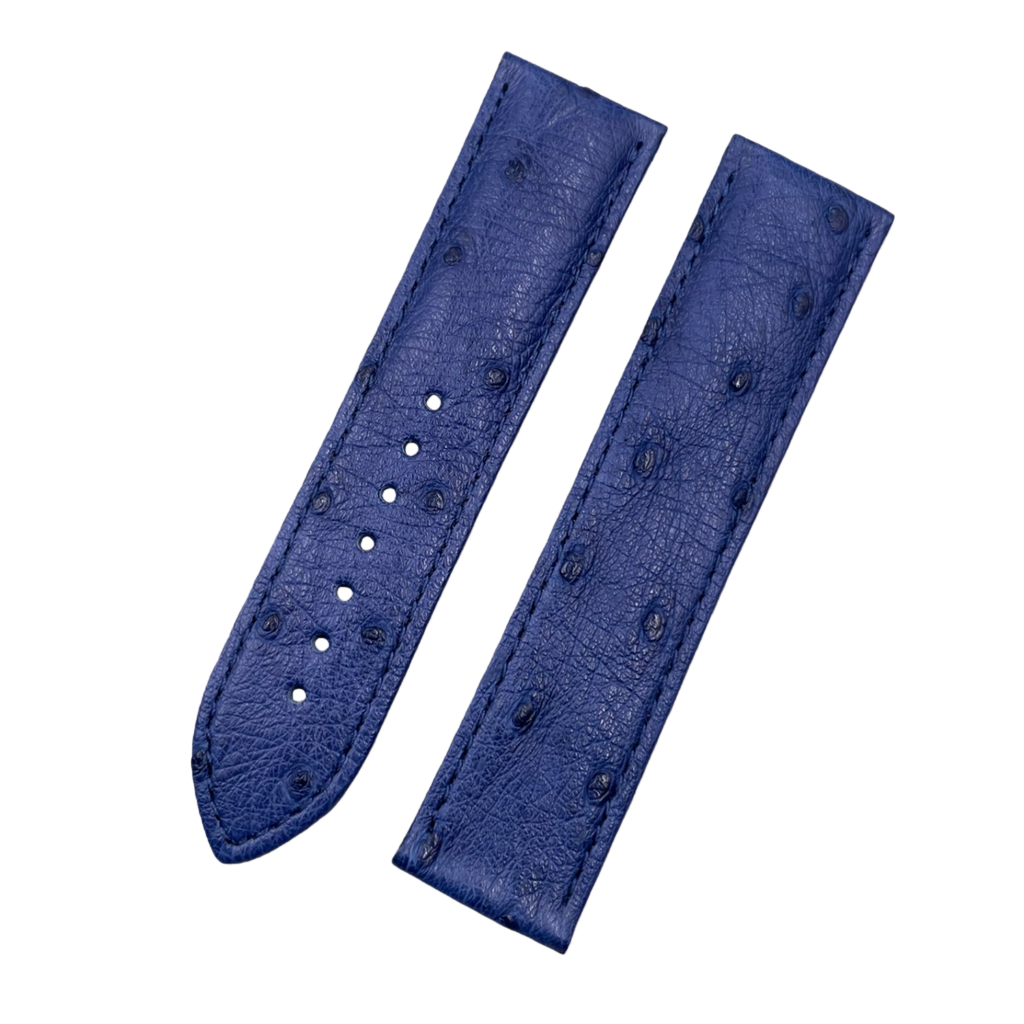 Custom Handmade Dark Blue Ostrich Leather Watch Strap for Watch Bands Seamaster Speedmaster (Model: 231.13.42.21.03.001)