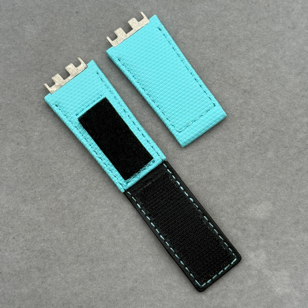 Handcrafted Custom Strap for Hublot 411/441/642 - Light Gray-Yellow Nylon Texture Fluororubber Hook-and-Loop Strap