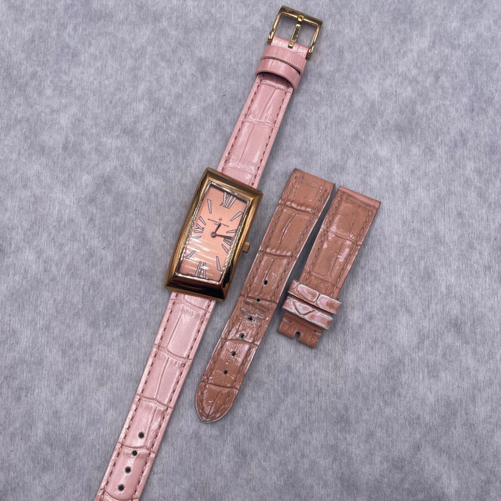Fits Vacheron Constantin 1792 Series 25010 Pearlescent Pink ALLIGATOR Ladies Handmade Custom Watch Strap