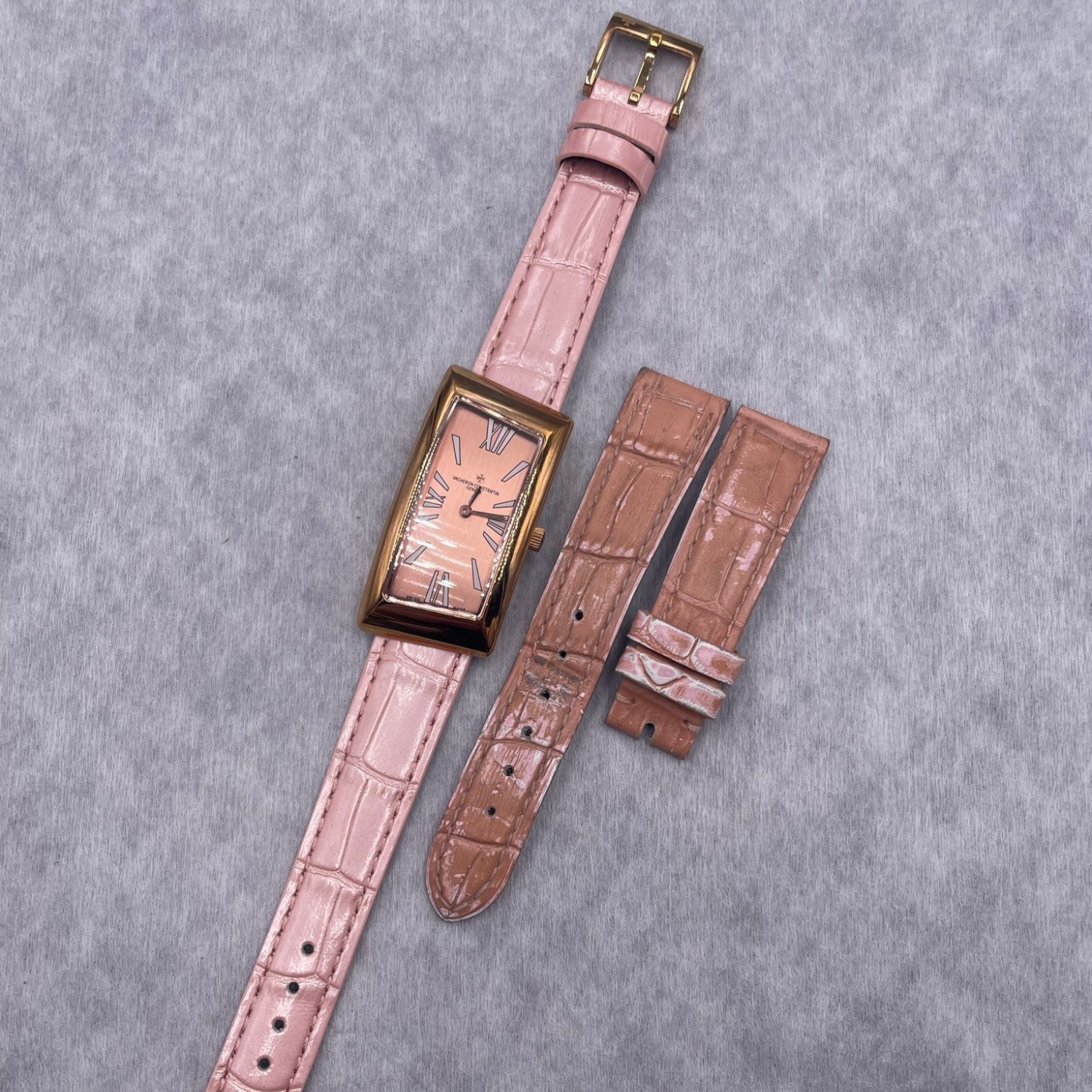 Fits Vacheron Constantin 1792 Series 25010 Pearlescent Pink ALLIGATOR Ladies Handmade Custom Watch Strap