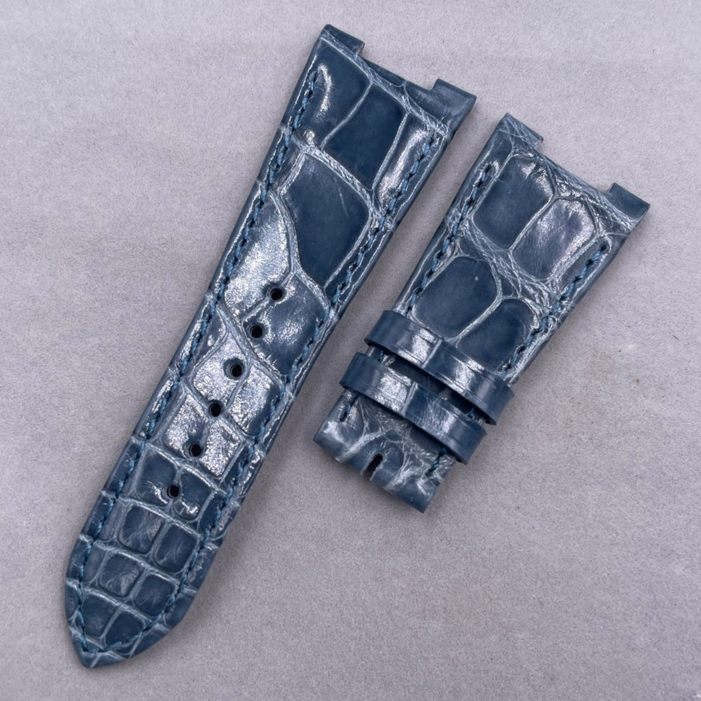 Handcrafted Bright Gray ALLIGATOR Leather Strap Perfect Fit for Patek Philippe Nautilus 5711/5712