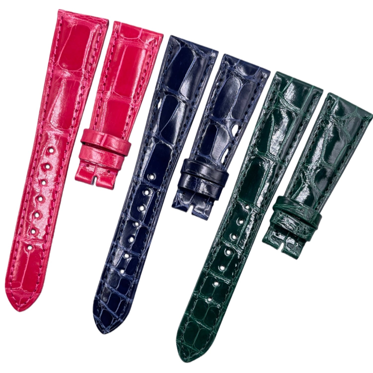 Black ALLIGATOR Leather Watch Strap for Patek Philippe Complications Chronograph – Deployment Clasp