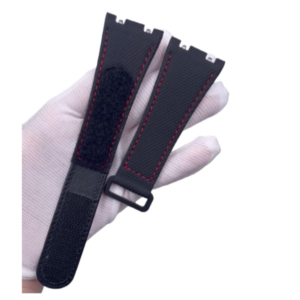 Custom Handmade Watch Strap for Richard Mille RM035 RM055 - Red Velcro Nylon Texture Fluororubber