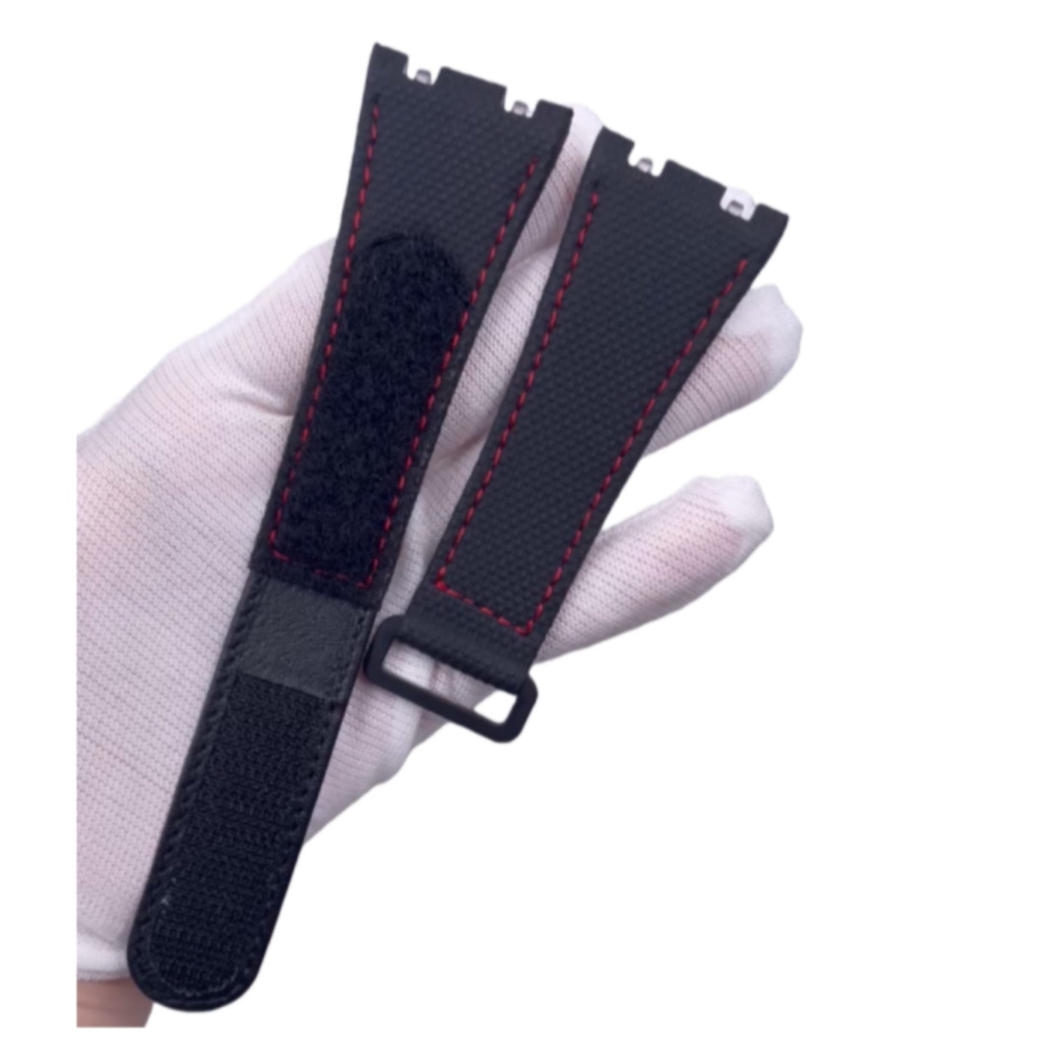 Custom Handmade Watch Strap for Richard Mille RM035 RM055 - Red Velcro Nylon Texture Fluororubber