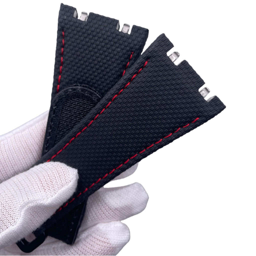 Custom Handmade Watch Strap for Richard Mille RM035 RM055 - Red Velcro Nylon Texture Fluororubber