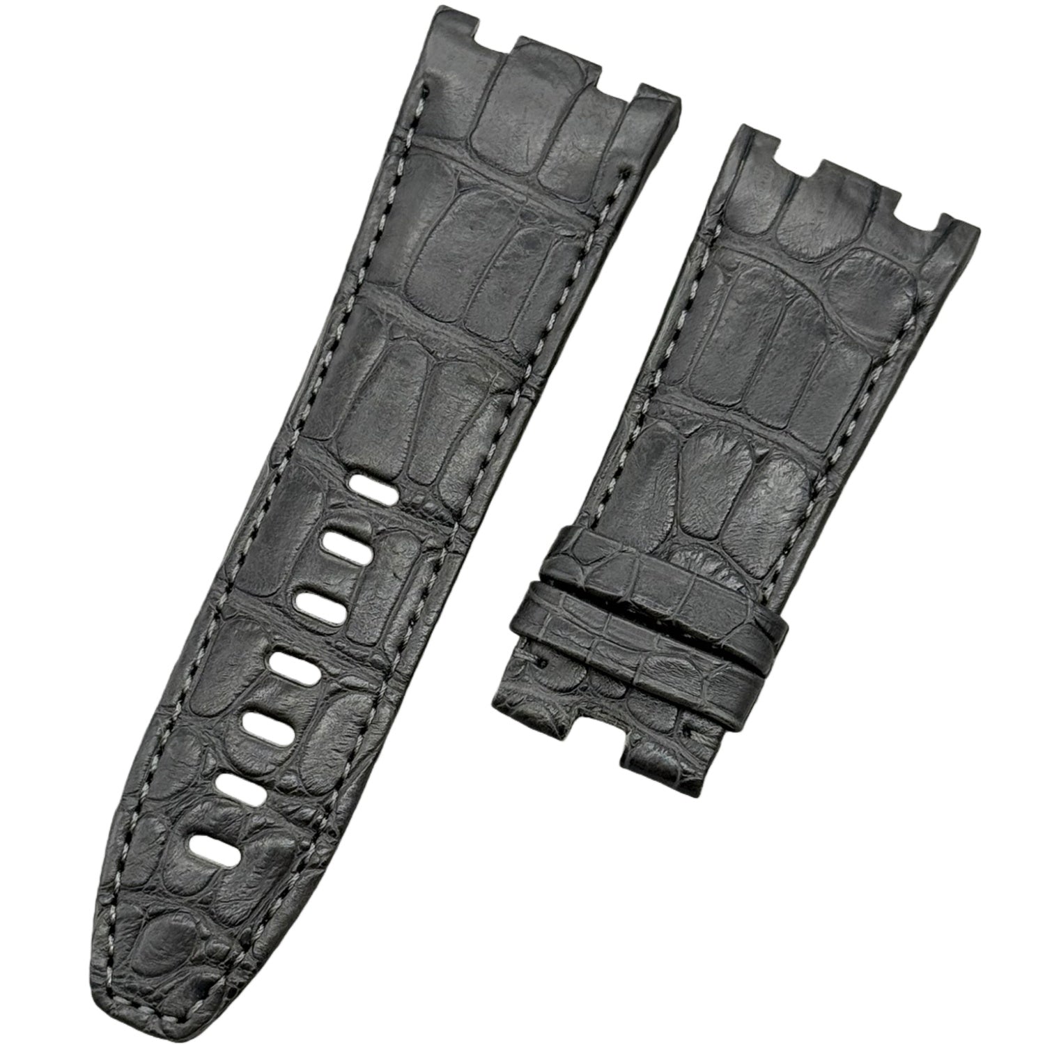 Compatible with Audemars Piguet 26420, Dark Grey Crocodile Leather Watch Strap