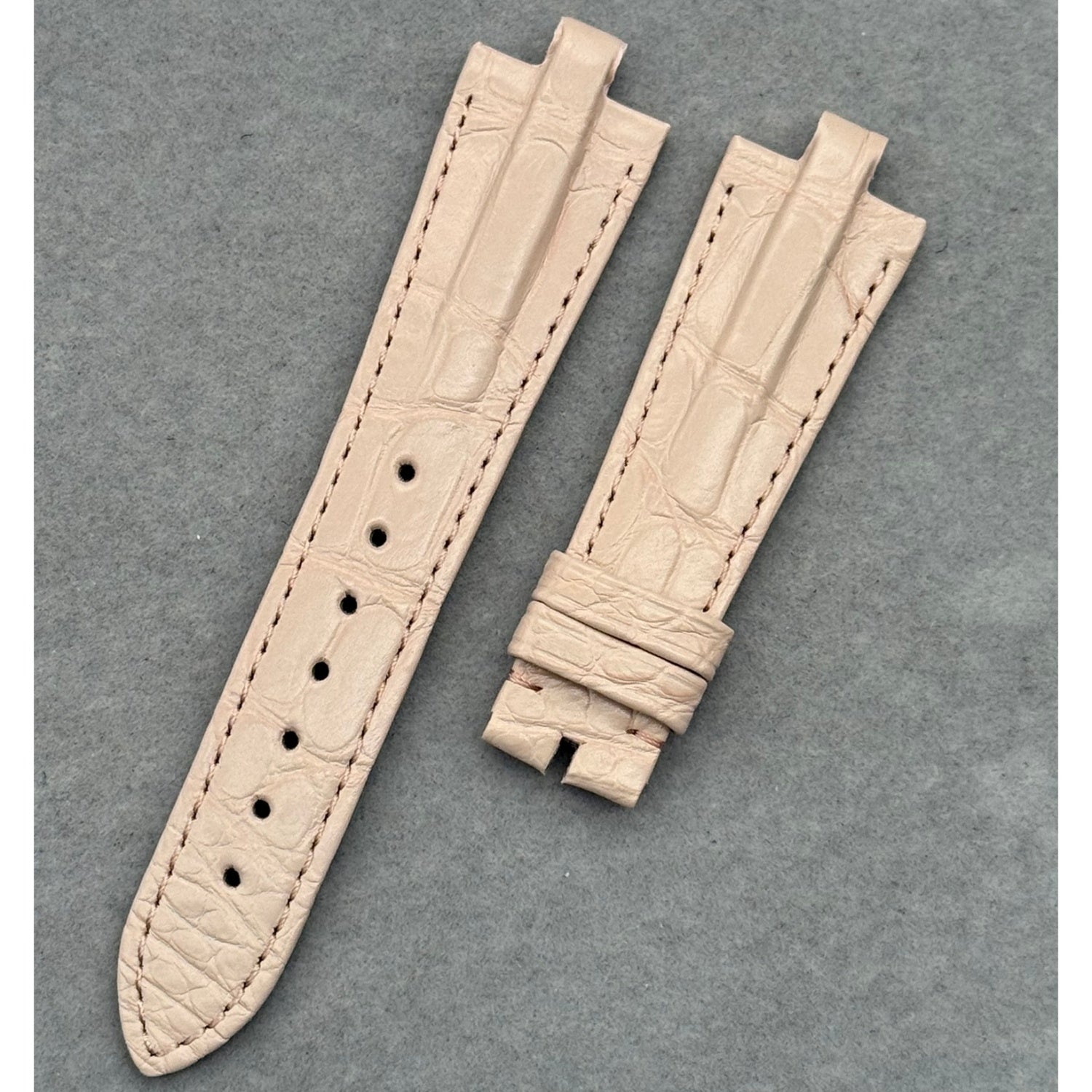 Convex-Pin Crocodile Leather Watch Strap Compatible with Bvlgari
