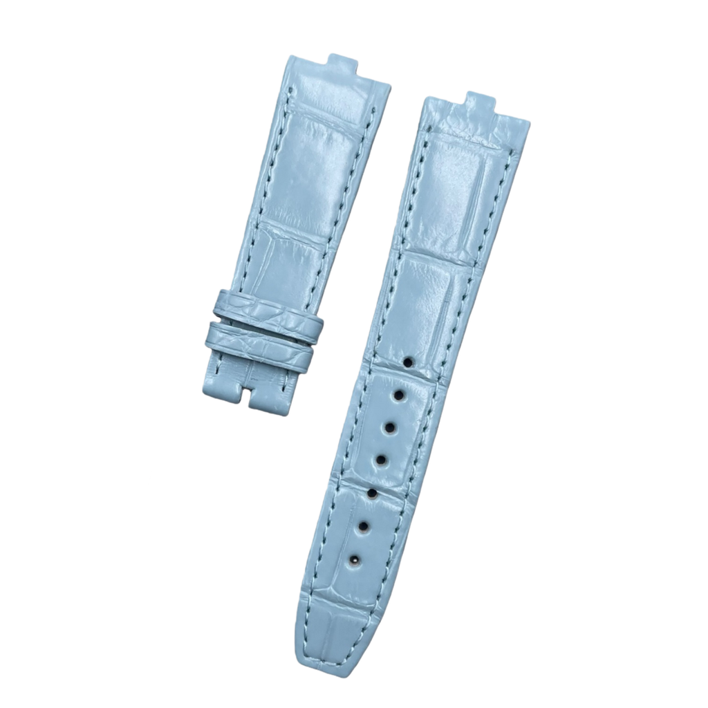 Fits Vacheron Constantin Overseas Ladies 1225V Pink Blue ALLIGATOR Quick-Release Strap with End Grain Genuine Leather Watch Strap