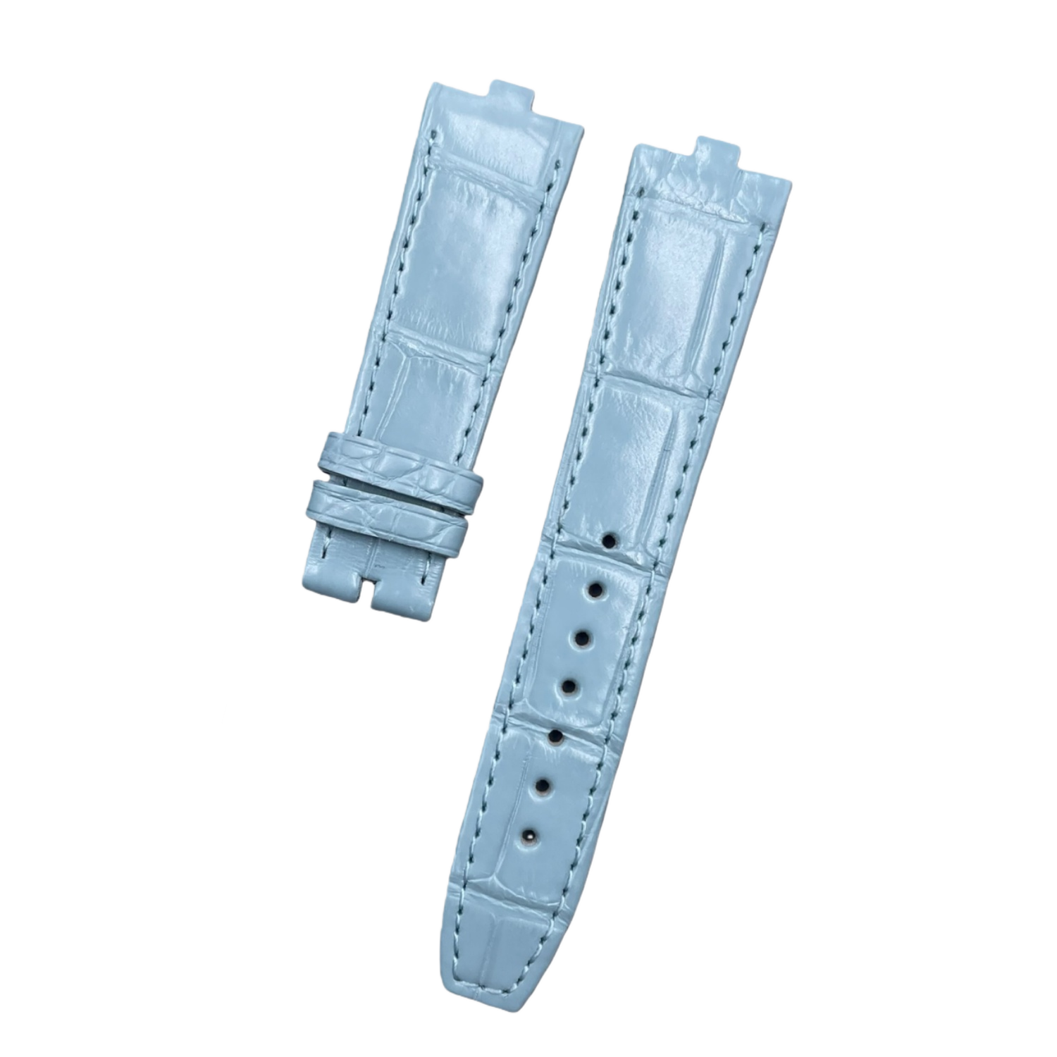 Fits Vacheron Constantin Overseas Ladies 1225V Pink Blue ALLIGATOR Quick-Release Strap with End Grain Genuine Leather Watch Strap