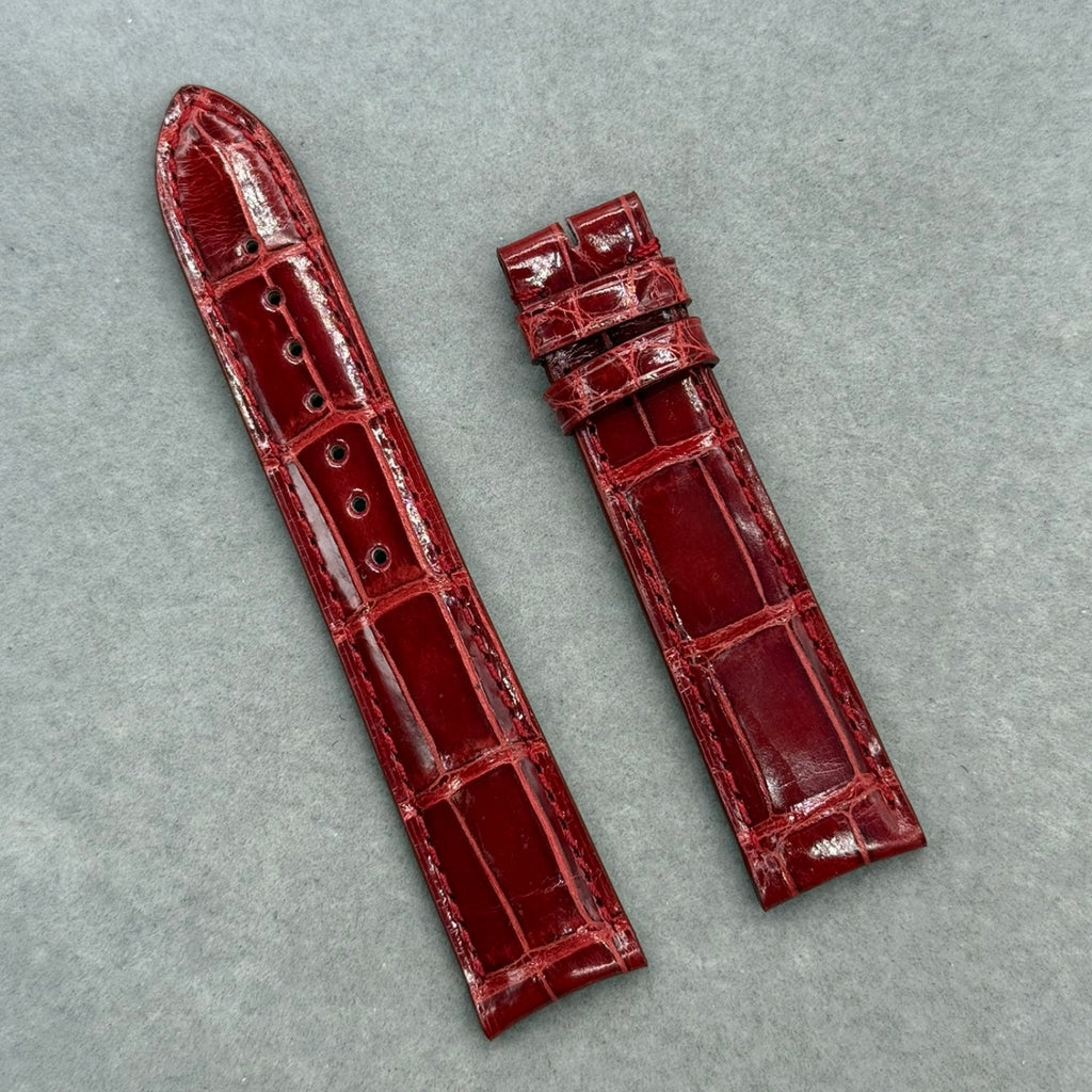Custom Handmade Pink Alligator Leather Watch Strap for Cartier Tank W5200000 Series