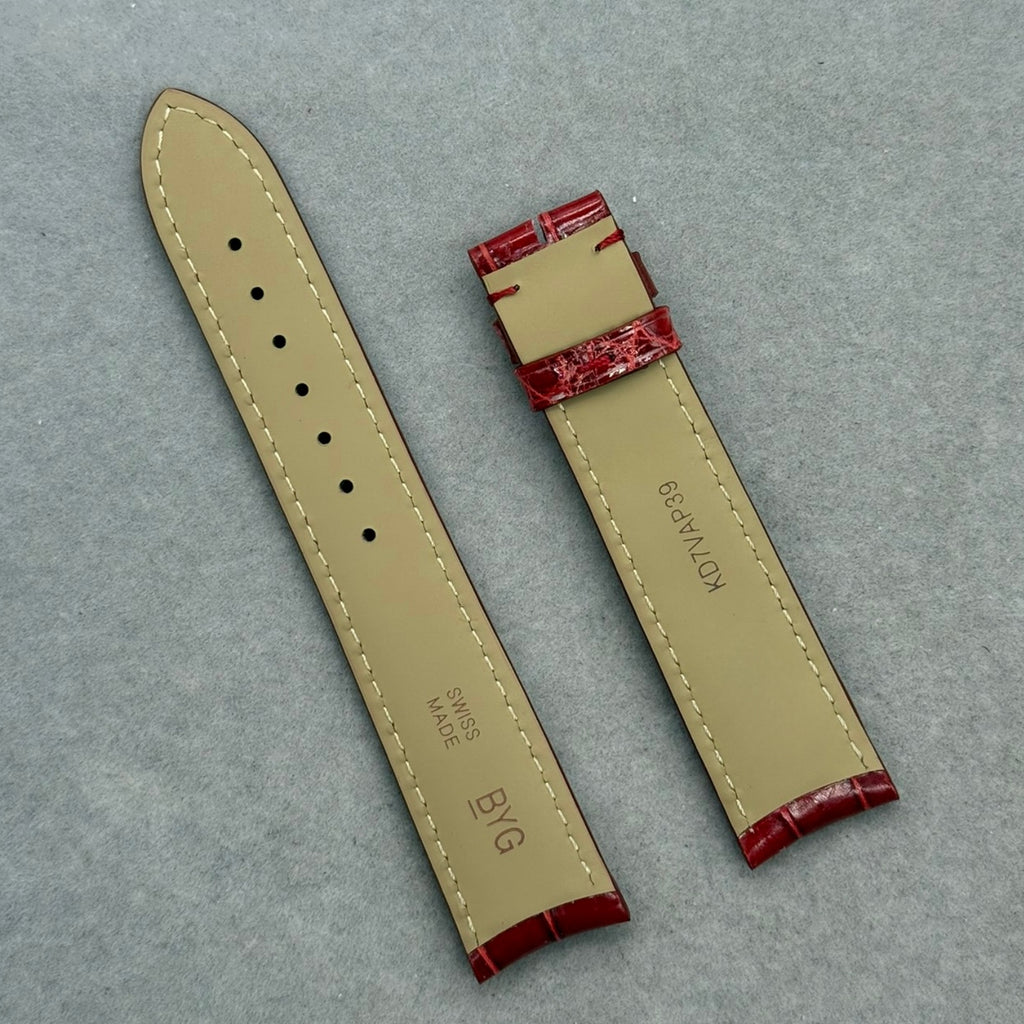 Custom Handmade Pink Alligator Leather Watch Strap for Cartier Tank W5200000 Series