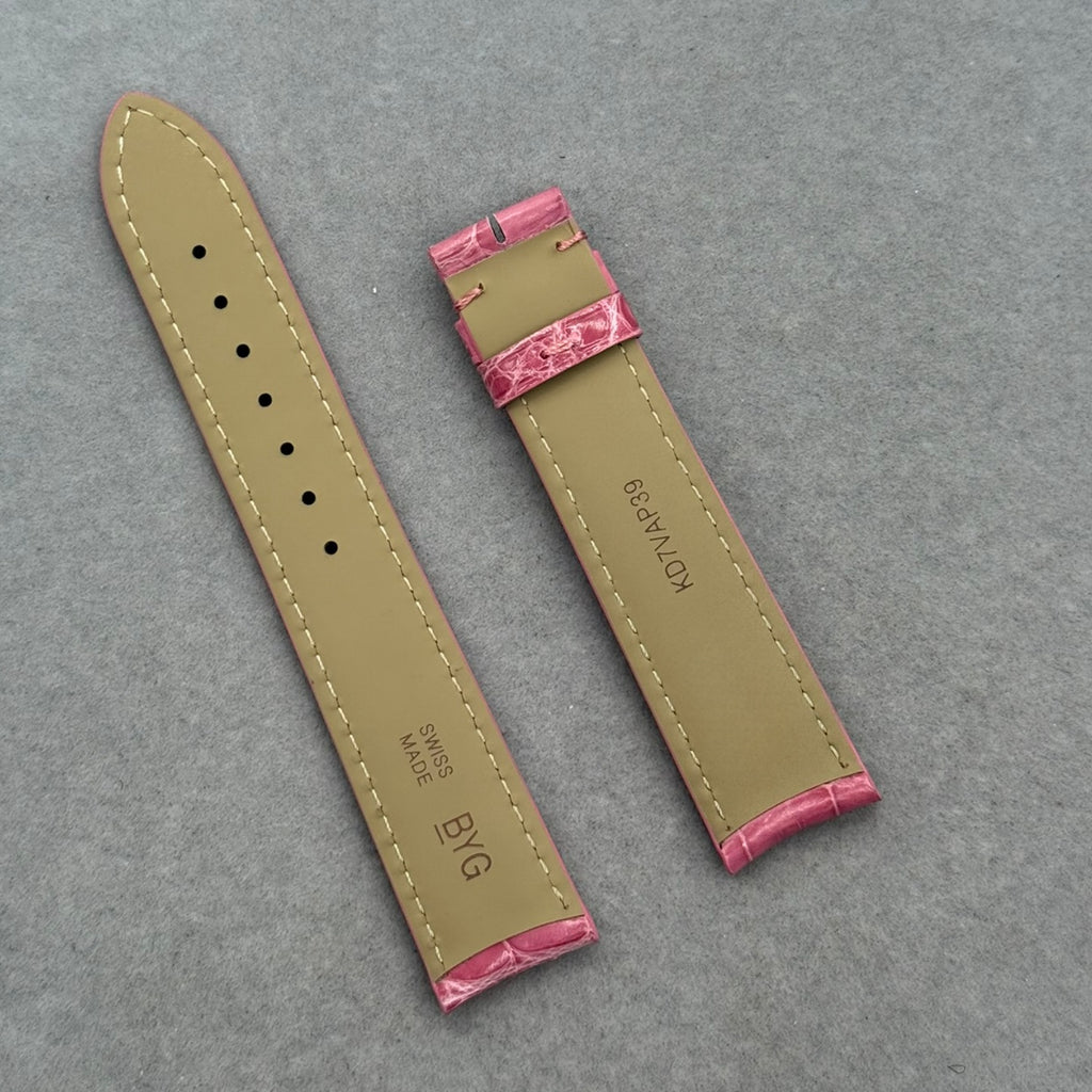 Custom Handmade Pink Alligator Leather Watch Strap for Cartier Tank W5200000 Series