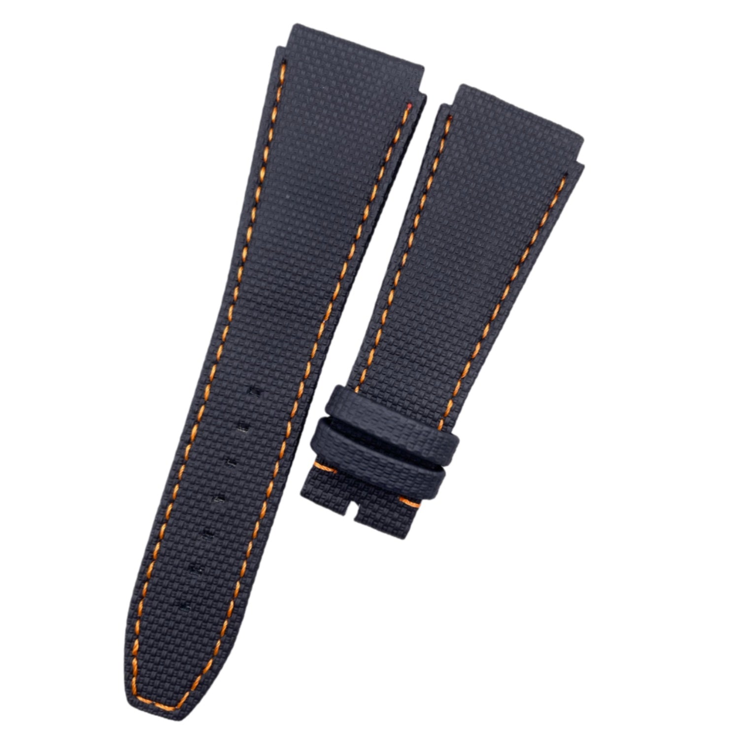 Custom Handcrafted Folding Strap for Zenith Defy Series - Orange Nylon-Textured Fluororubber with Domed Tip